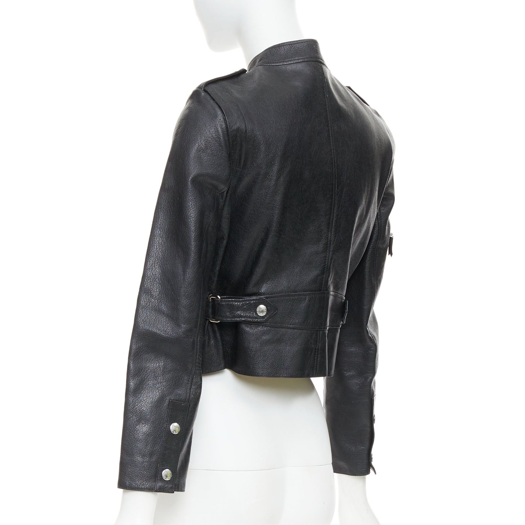Louis Vuitton LOUIS VUITTON black goatskin leather LV zip cropped biker jacket FR36 S Size S / US 4 / IT 40 - 7 Thumbnail