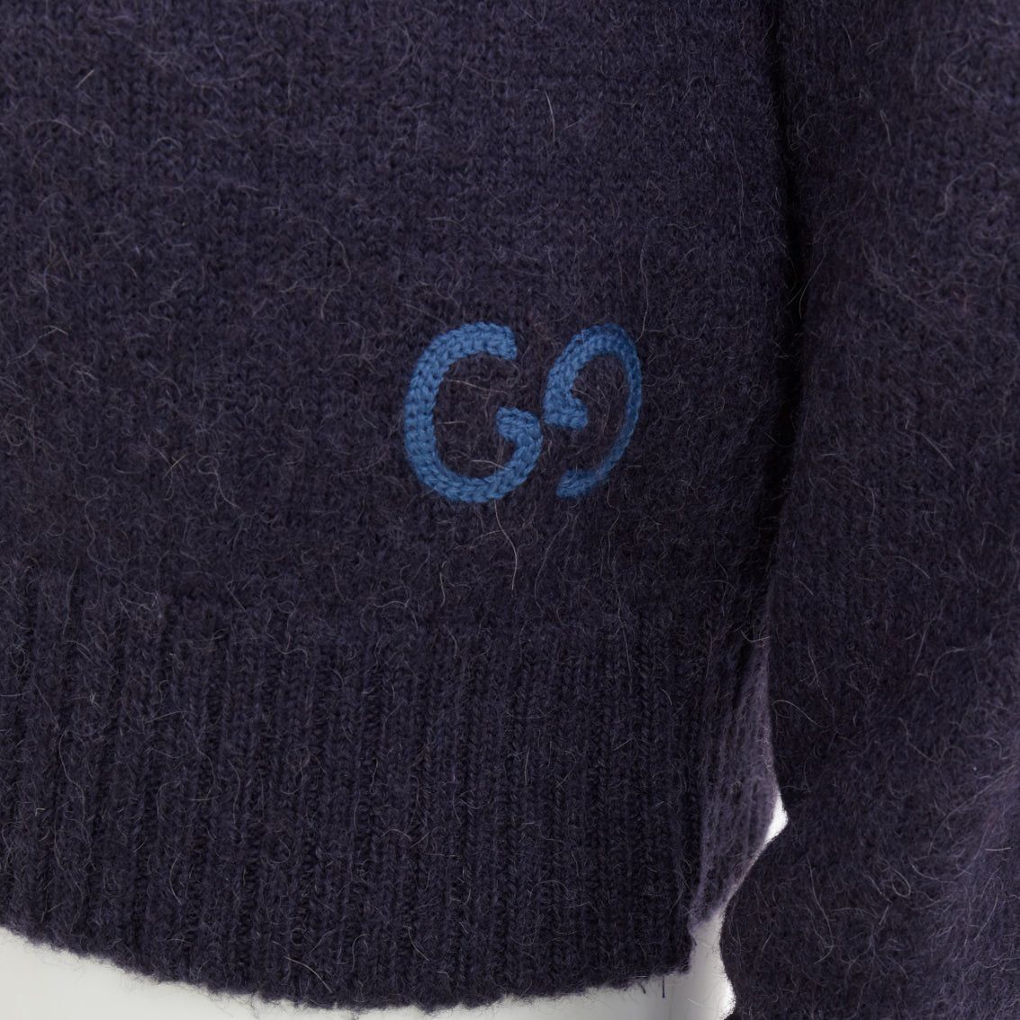 Gucci GUCCI navy green red striped embroidered logo crew sweater Size US M / EU 48-50 / 2 - 2 Thumbnail