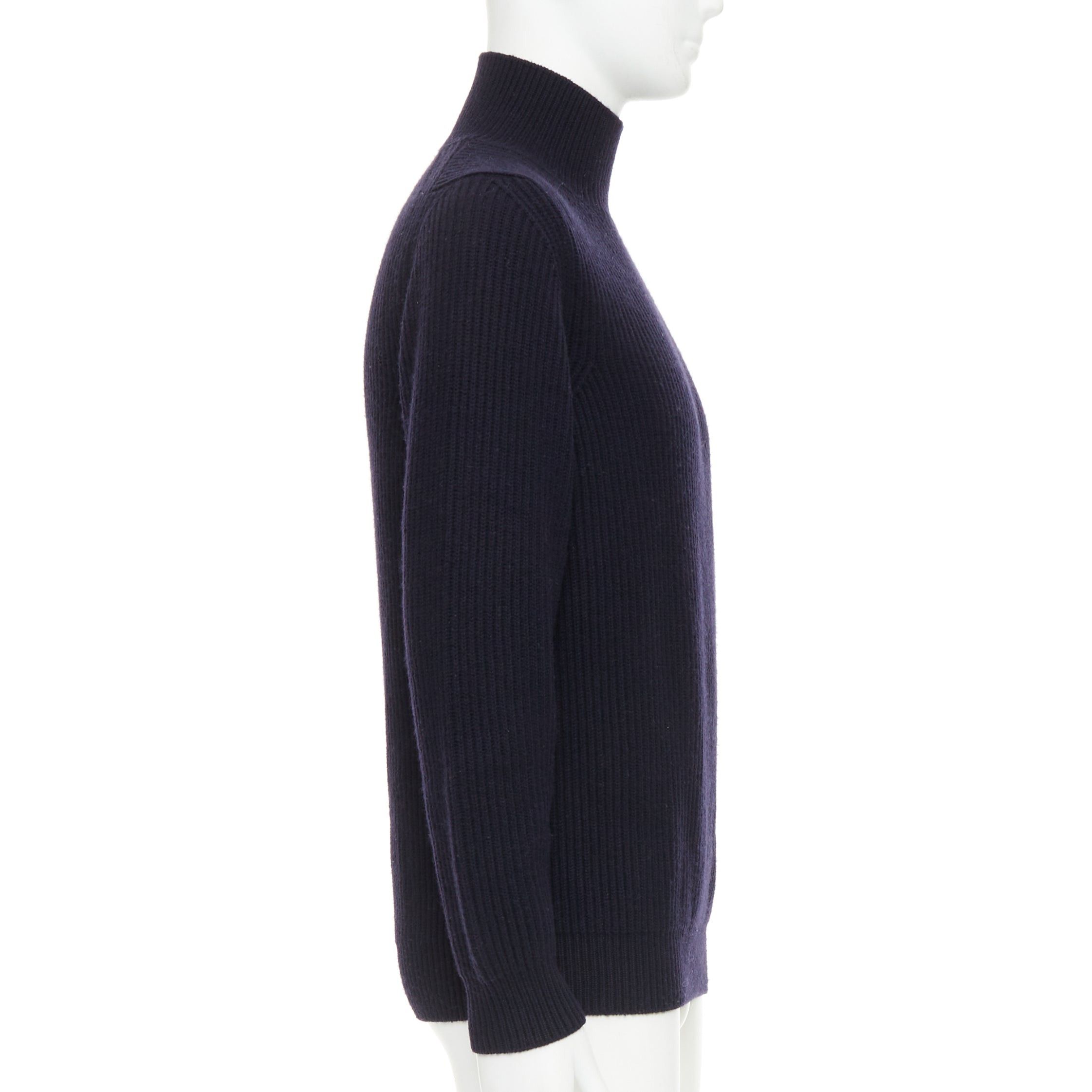 Brioni BRIONI 100% cashmere navy leather trim side button sweater IT48 M Size US M / EU 48-50 / 2 - 4 Thumbnail