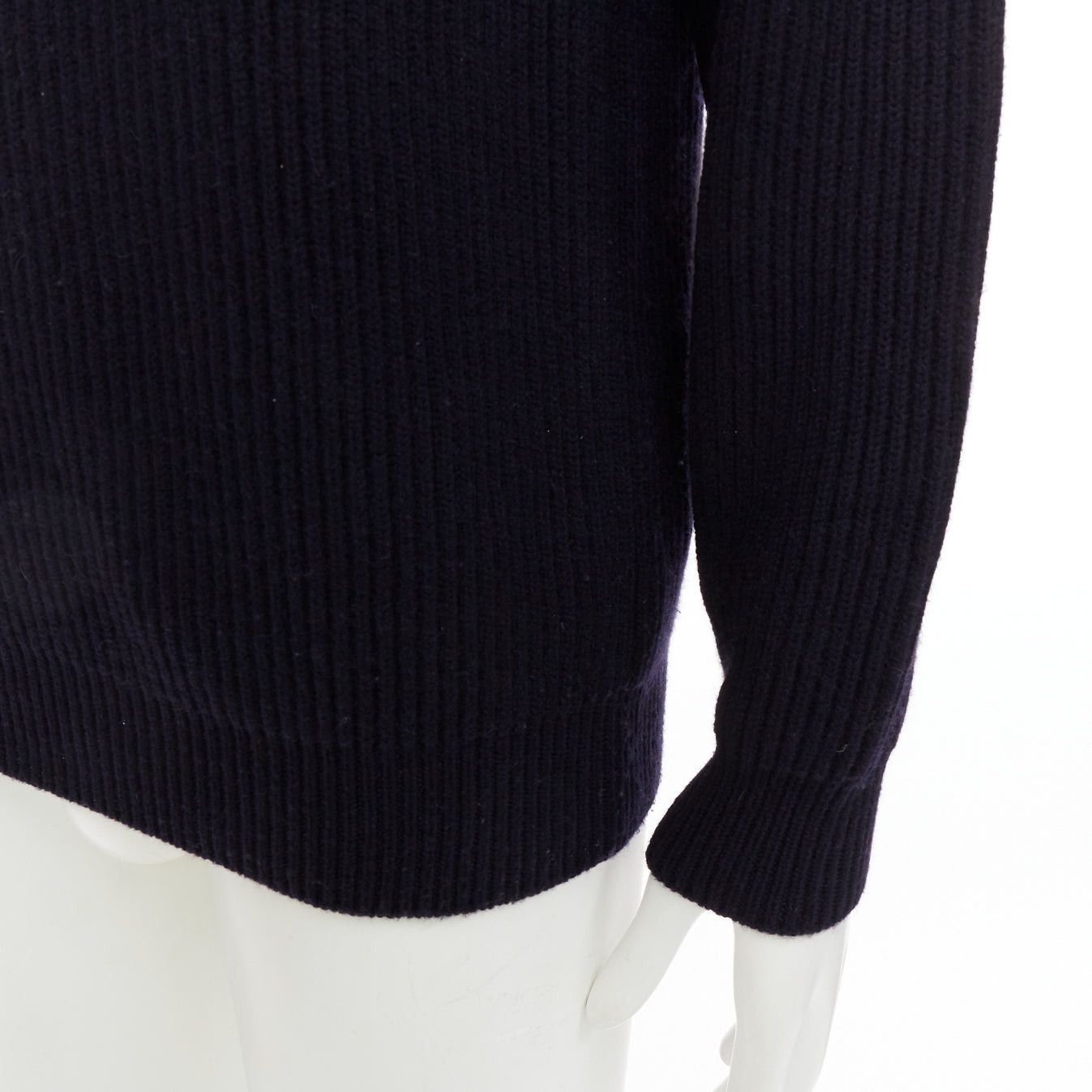 Brioni BRIONI 100% cashmere navy leather trim side button sweater IT48 M Size US M / EU 48-50 / 2 - 7 Thumbnail
