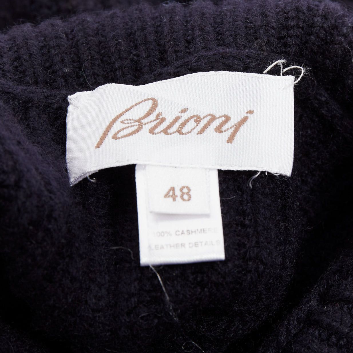 Brioni BRIONI 100% cashmere navy leather trim side button sweater IT48 M Size US M / EU 48-50 / 2 - 8 Thumbnail