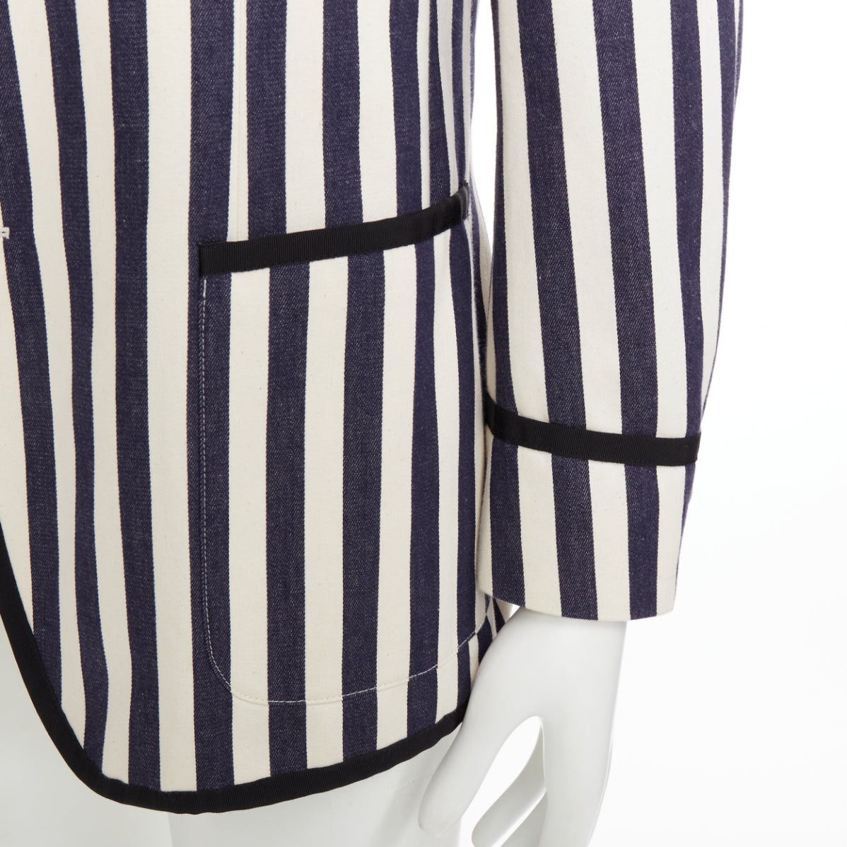 Gucci GUCCI navy cream cotton anchor buttons striped nautical blazer IT52 XL Size 52R - 7 Thumbnail