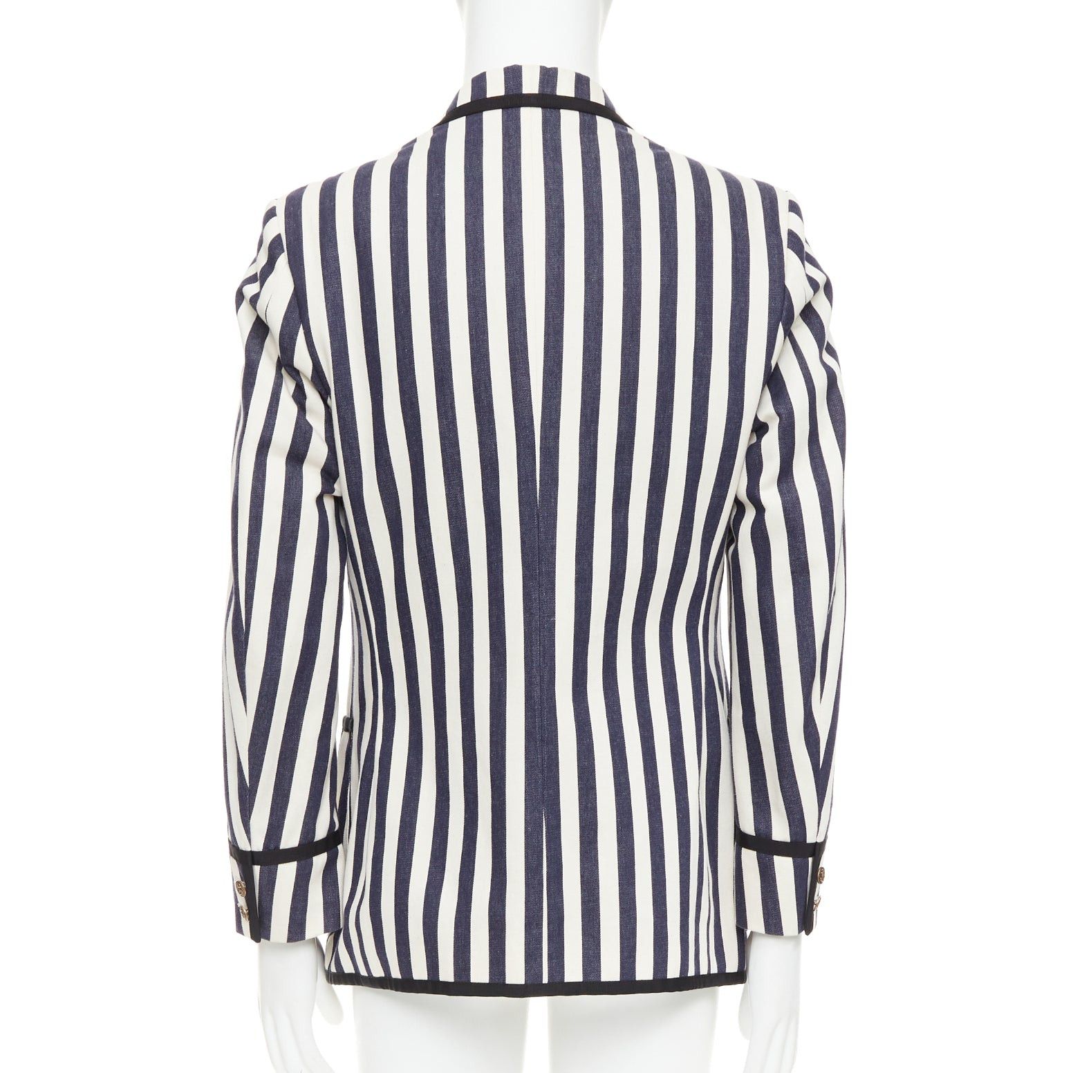 Gucci GUCCI navy cream cotton anchor buttons striped nautical blazer IT52 XL Size 52R - 5 Thumbnail