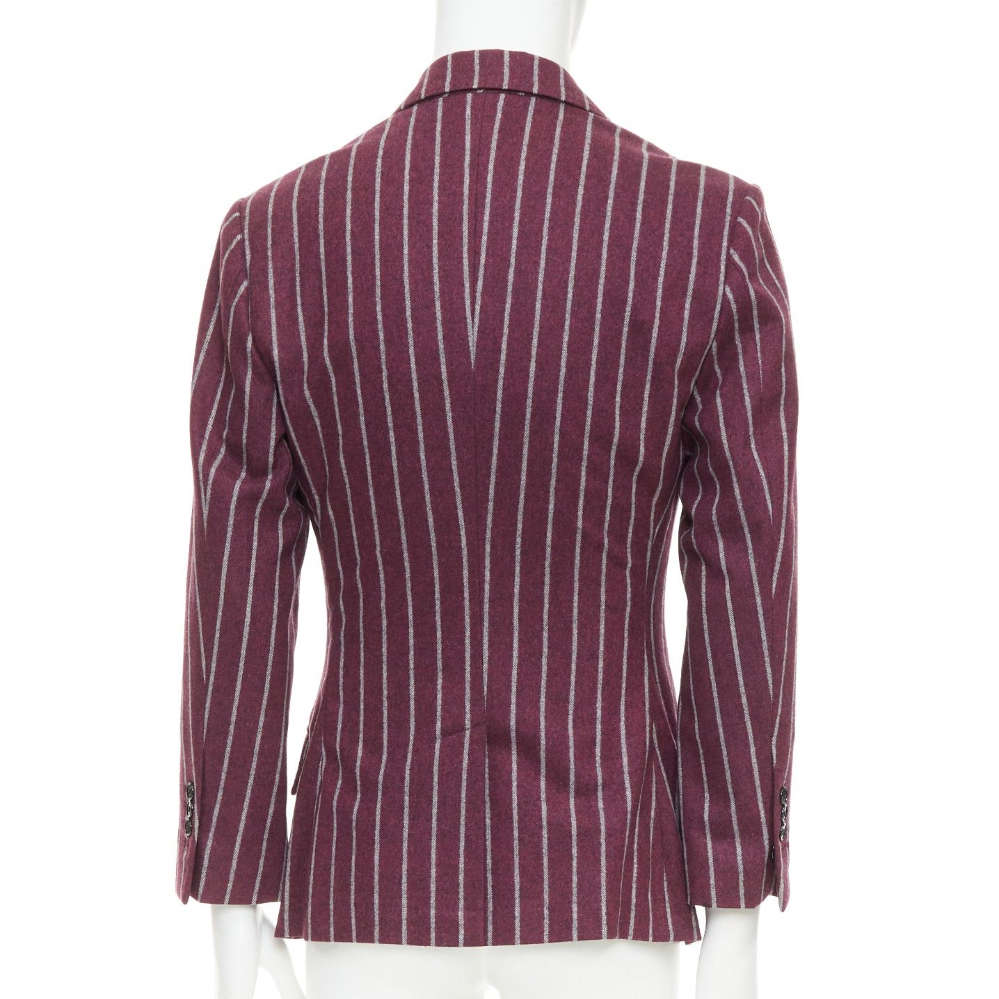Dolce & Gabbana DOLCE GABBANA burgundy grey wool striped flap pocket blazer IT50 L Size 50R - 5 Thumbnail