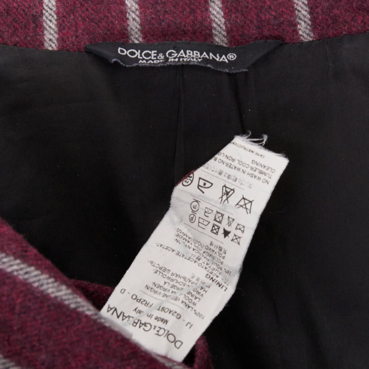 Dolce & Gabbana DOLCE GABBANA burgundy grey wool striped flap pocket blazer IT50 L Size 50R - 8 Thumbnail