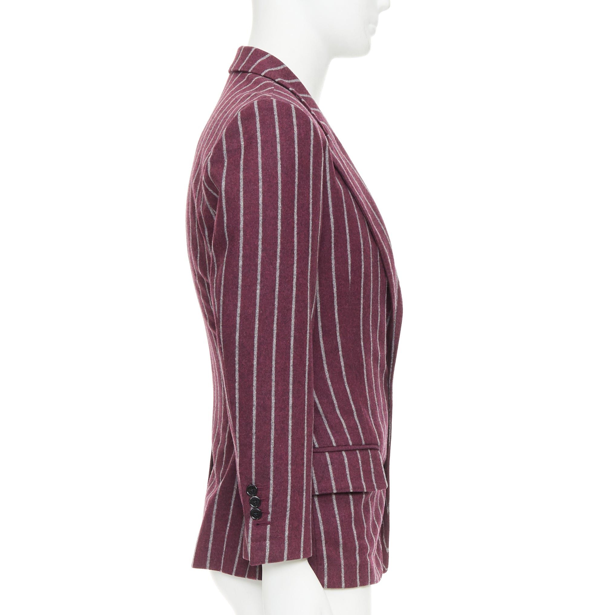 Dolce & Gabbana DOLCE GABBANA burgundy grey wool striped flap pocket blazer IT50 L Size 50R - 4 Thumbnail