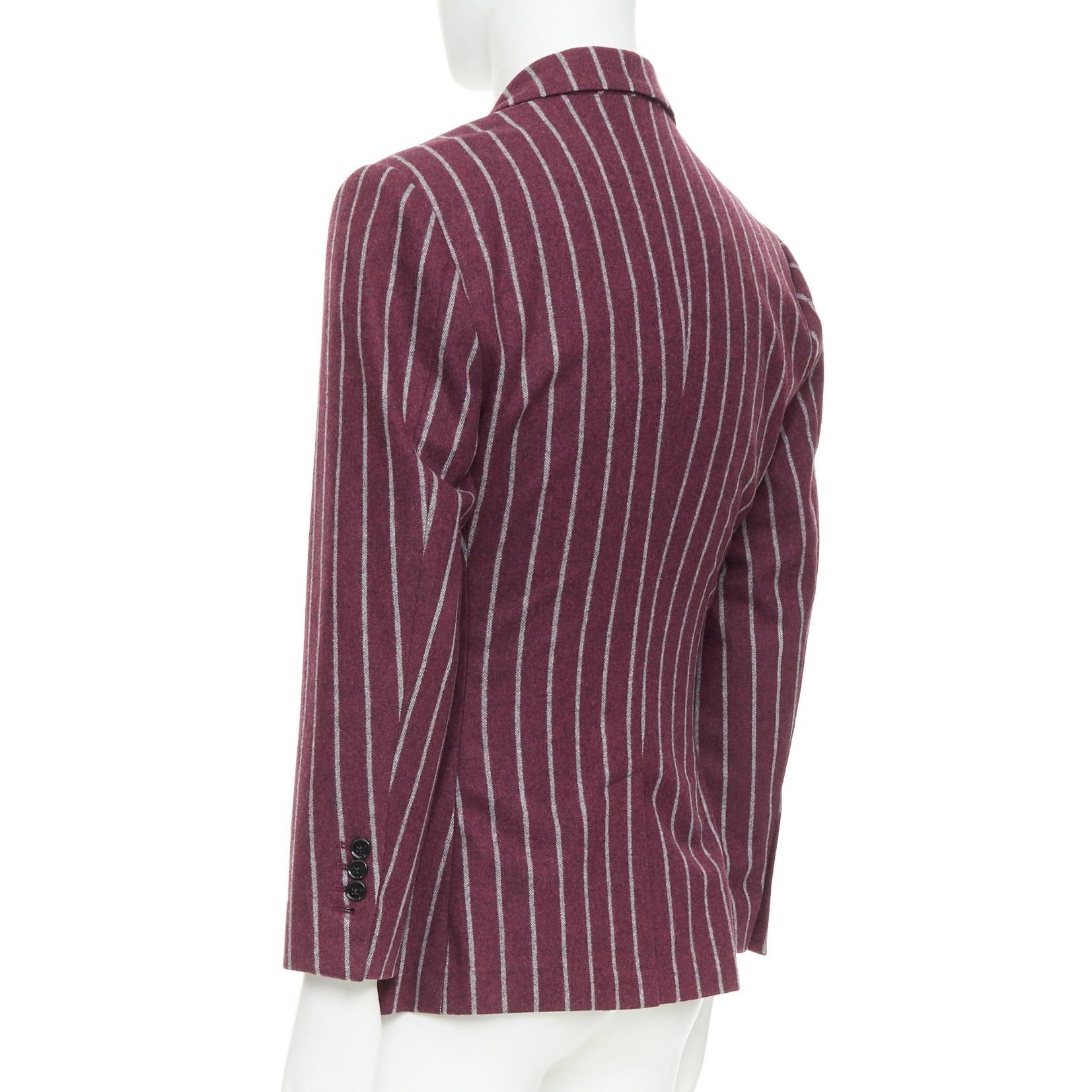 Dolce & Gabbana DOLCE GABBANA burgundy grey wool striped flap pocket blazer IT50 L Size 50R - 6 Thumbnail