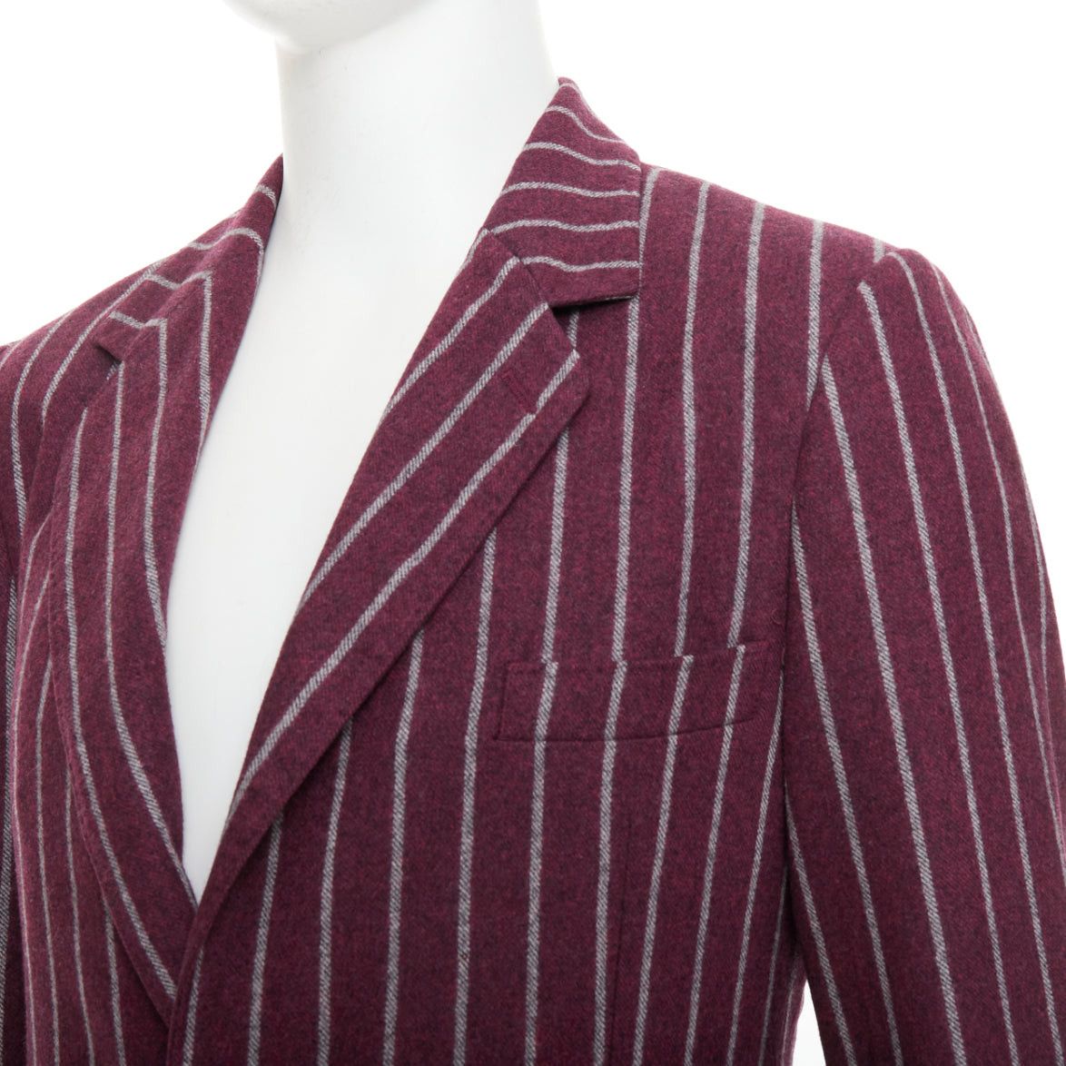 Dolce & Gabbana DOLCE GABBANA burgundy grey wool striped flap pocket blazer IT50 L Size 50R - 2 Thumbnail