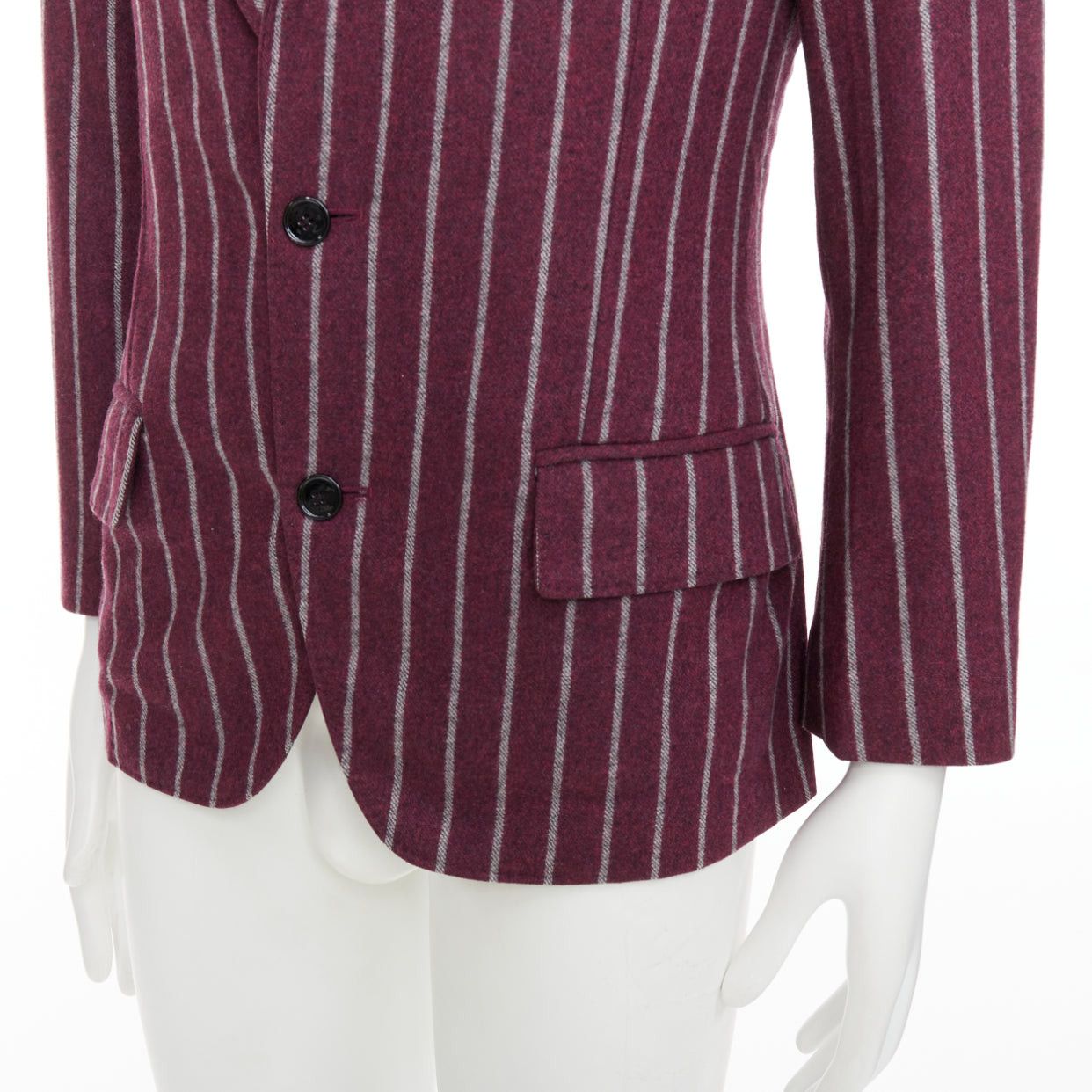 Dolce & Gabbana DOLCE GABBANA burgundy grey wool striped flap pocket blazer IT50 L Size 50R - 7 Thumbnail