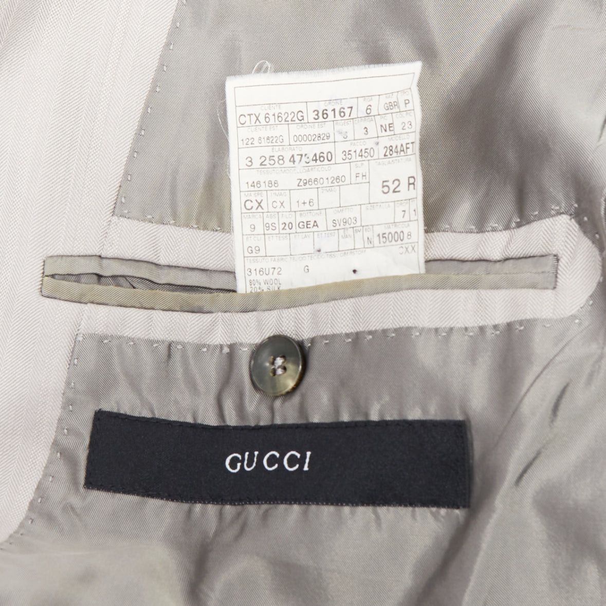 Gucci GUCCI light grey herringbone handstitched details single breast blazer IT52 XL Size 52R - 8 Thumbnail
