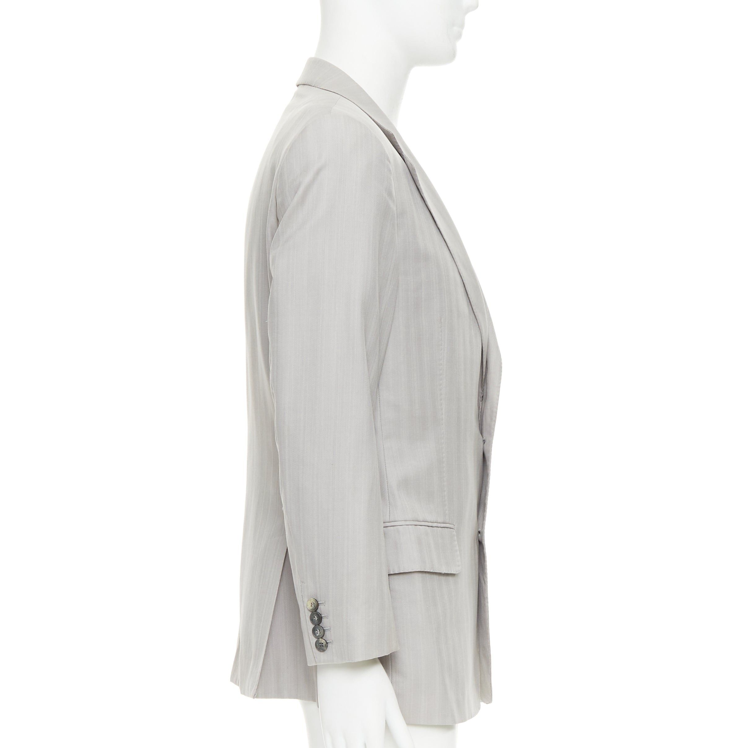 Gucci GUCCI light grey herringbone handstitched details single breast blazer IT52 XL Size 52R - 4 Thumbnail
