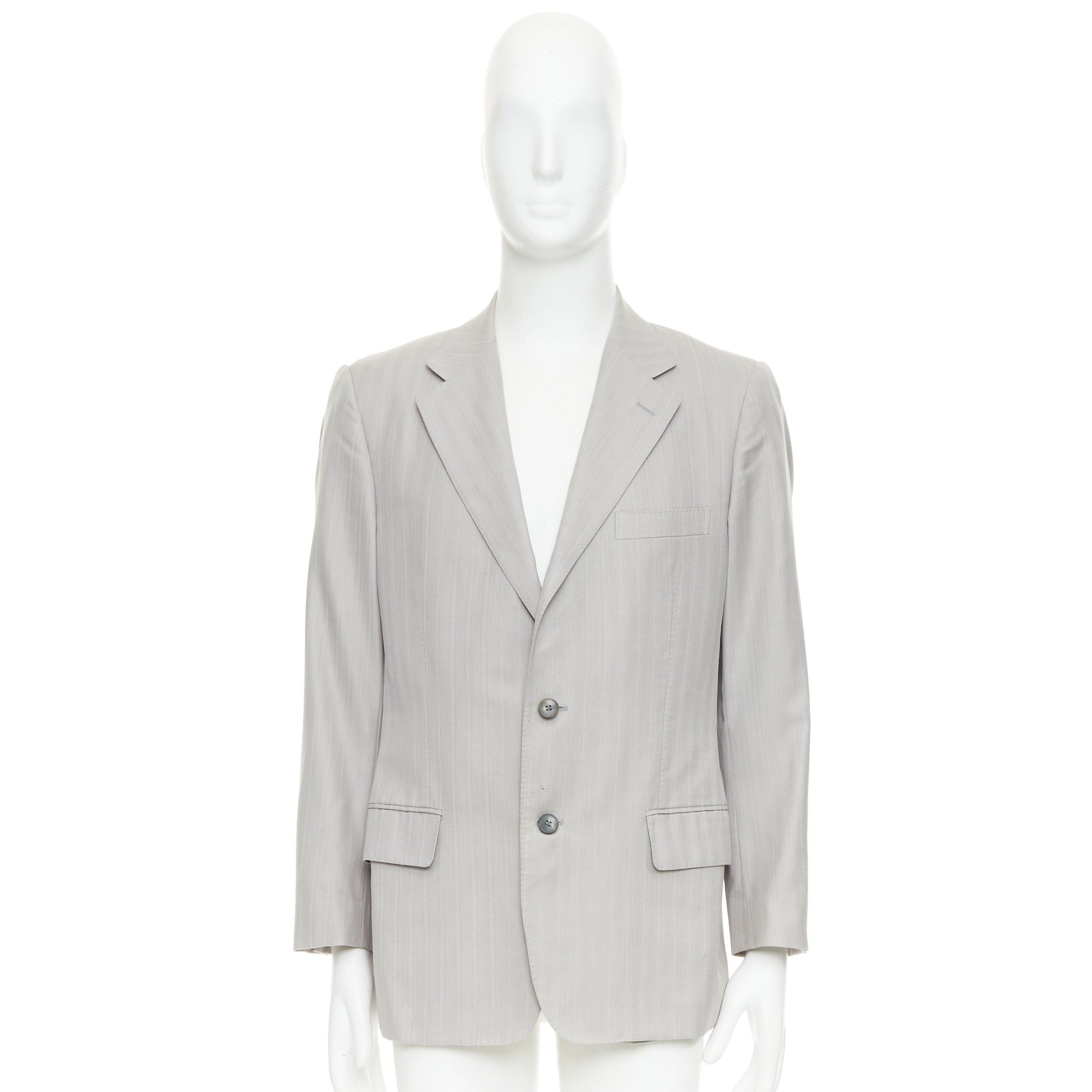 Gucci GUCCI light grey herringbone handstitched details single breast blazer IT52 XL Size 52R - 9 Thumbnail