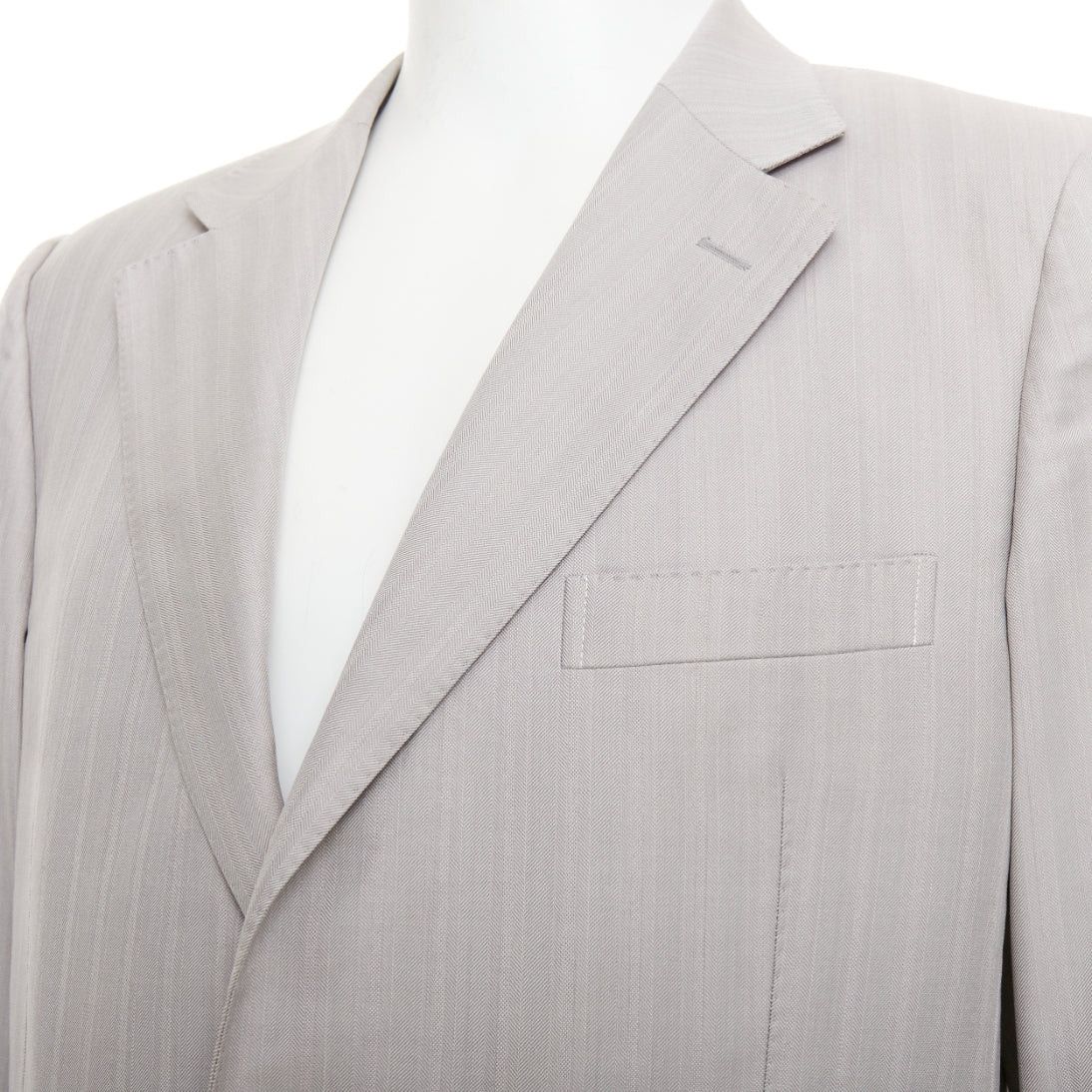 Gucci GUCCI light grey herringbone handstitched details single breast blazer IT52 XL Size 52R - 7 Thumbnail