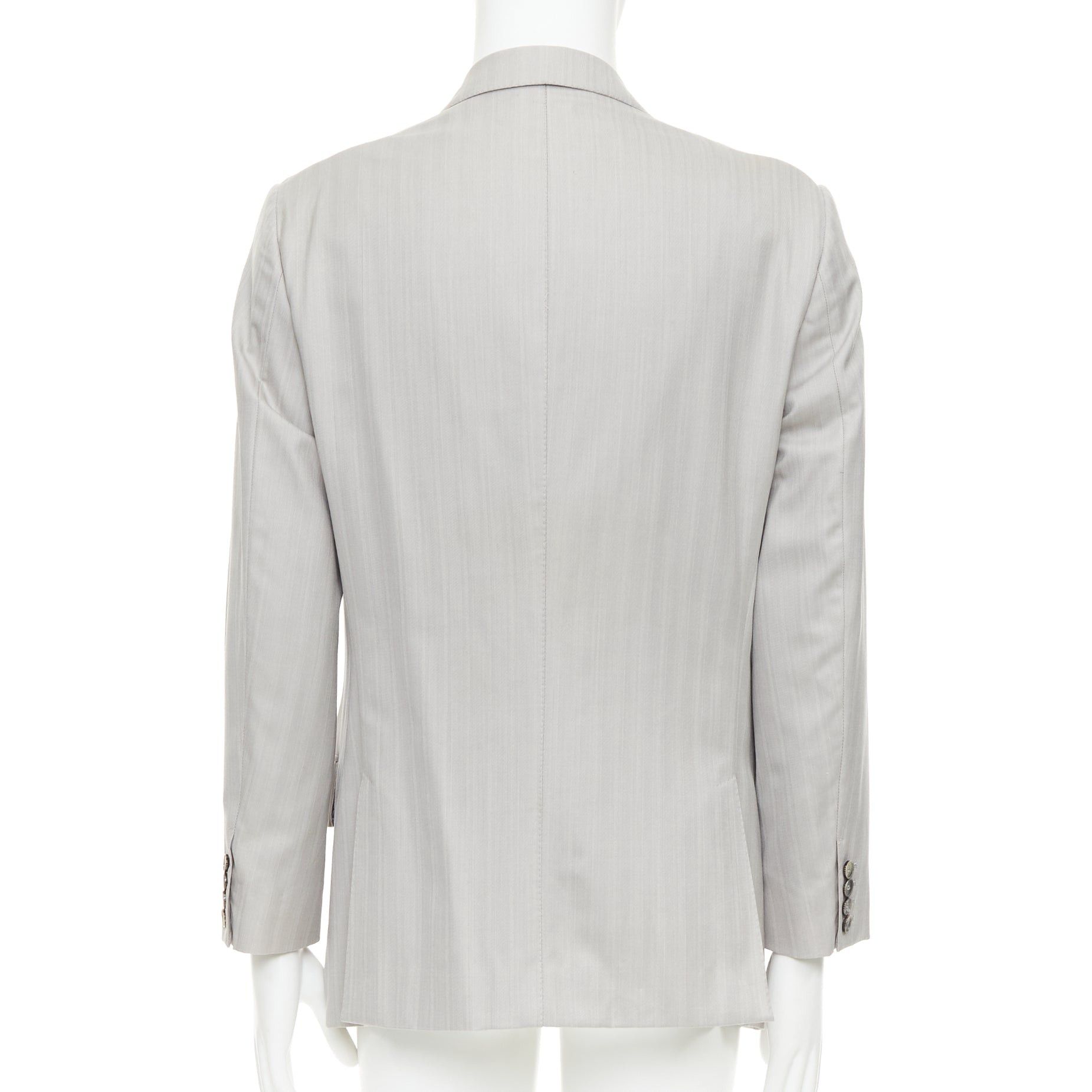 Gucci GUCCI light grey herringbone handstitched details single breast blazer IT52 XL Size 52R - 5 Thumbnail