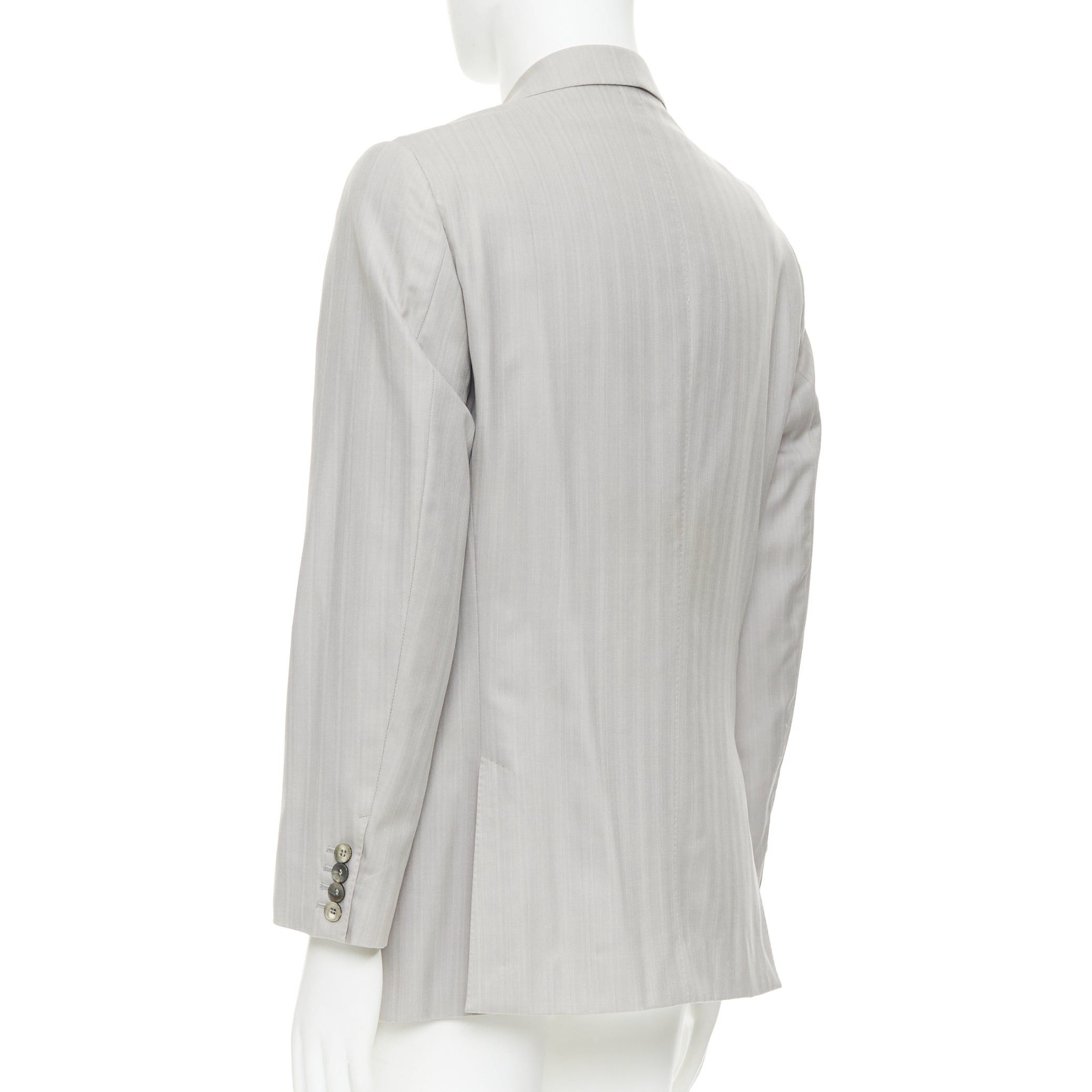 Gucci GUCCI light grey herringbone handstitched details single breast blazer IT52 XL Size 52R - 6 Thumbnail