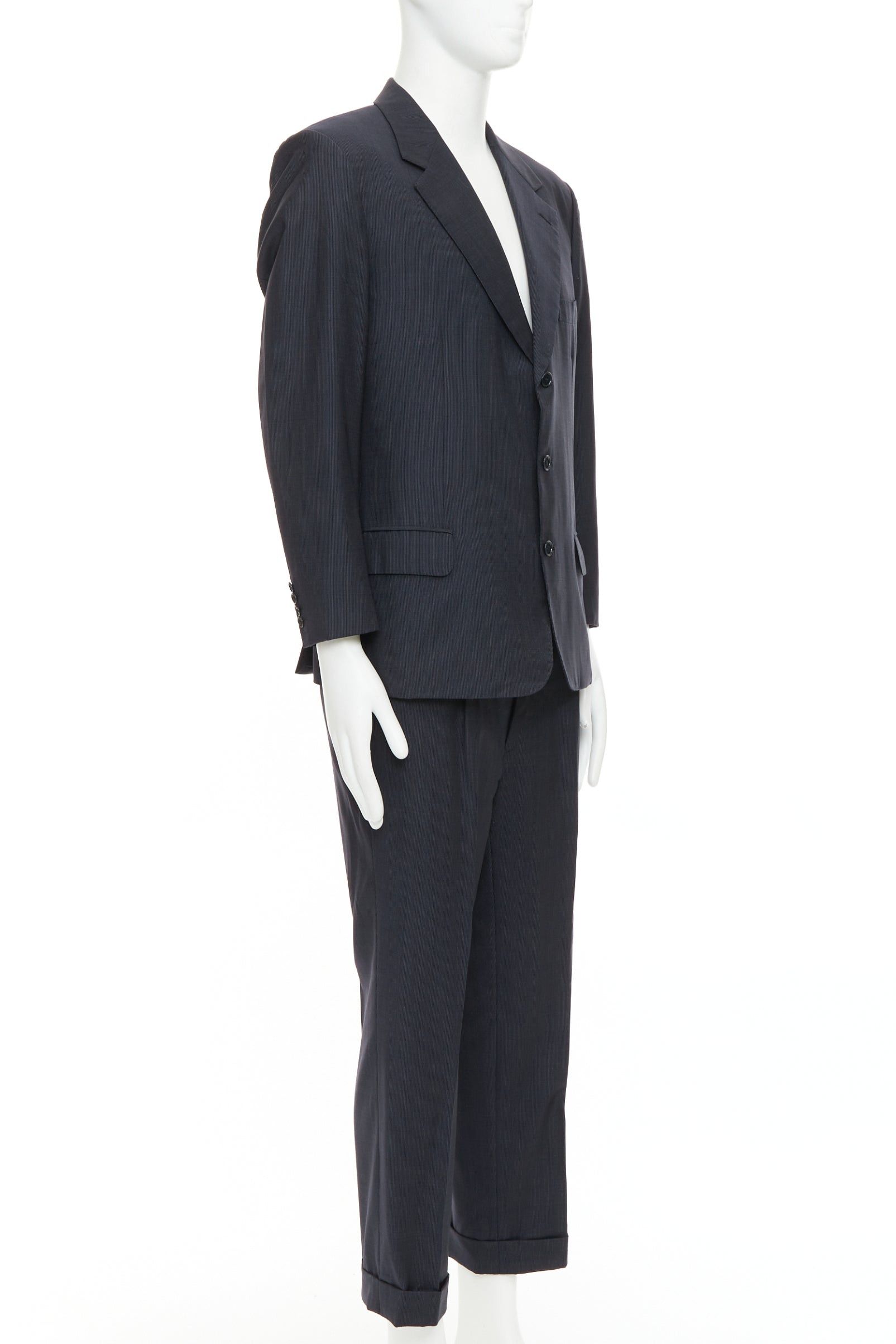 Brioni BRIONI Cesare navy pinstripe wool blazer suit set IT52 XL Size 52R - 2 Thumbnail