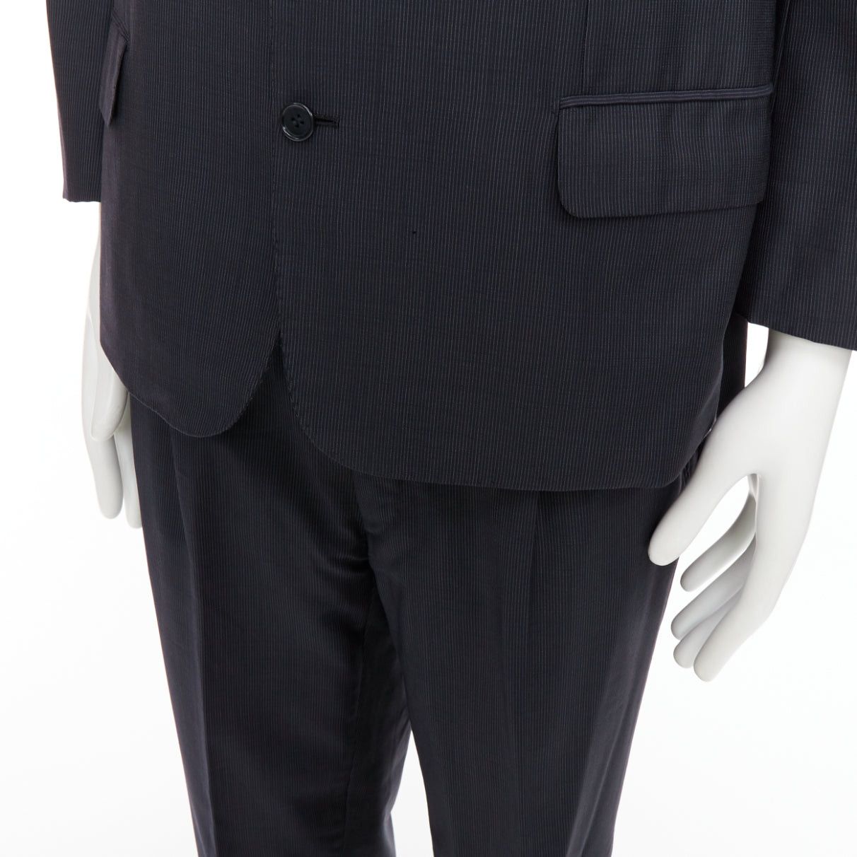 Brioni BRIONI Cesare navy pinstripe wool blazer suit set IT52 XL Size 52R - 7 Thumbnail