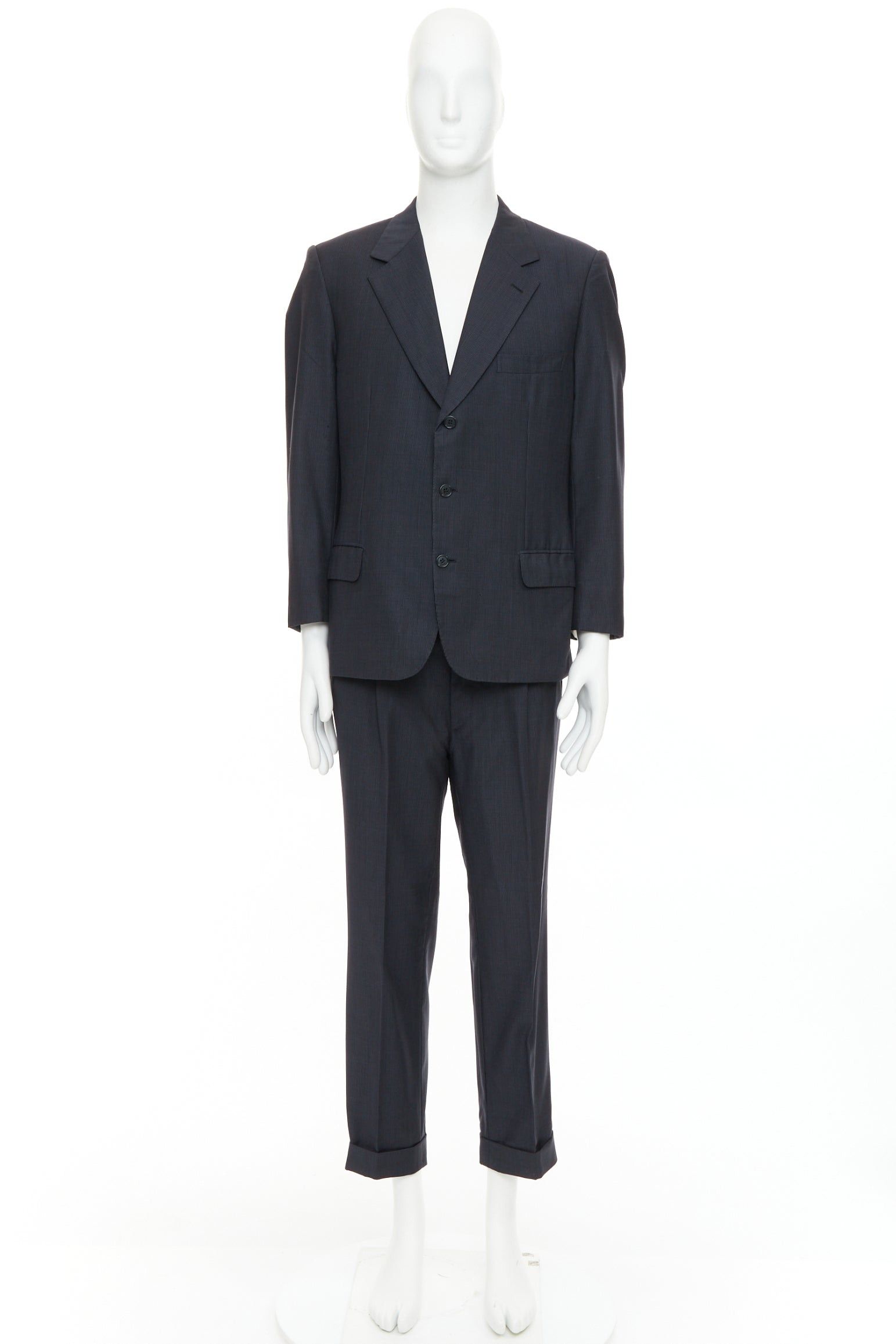 Brioni BRIONI Cesare navy pinstripe wool blazer suit set IT52 XL Size 52R - 11 Thumbnail