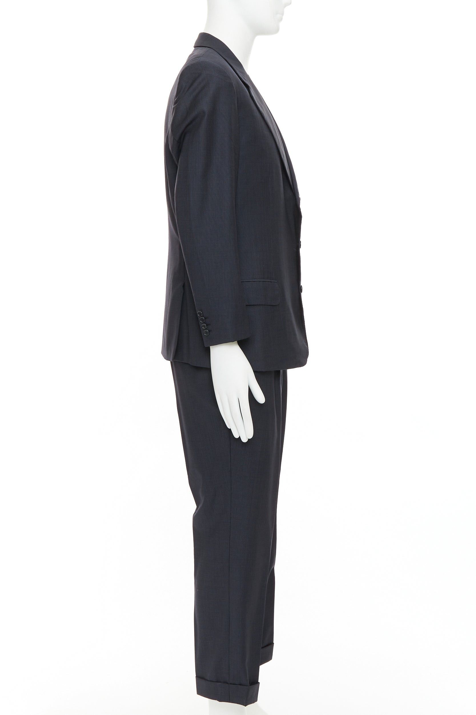 Brioni BRIONI Cesare navy pinstripe wool blazer suit set IT52 XL Size 52R - 3 Thumbnail