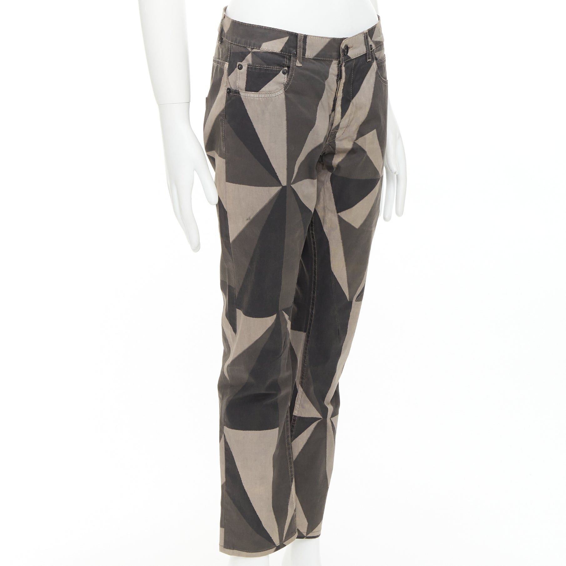 Rick Owens RICK OWENS DRKSHDW 2013 Vintage Island Geometric Detroit camo polygon print tapered pants 29" Size US 30 / EU 46 - 3 Thumbnail