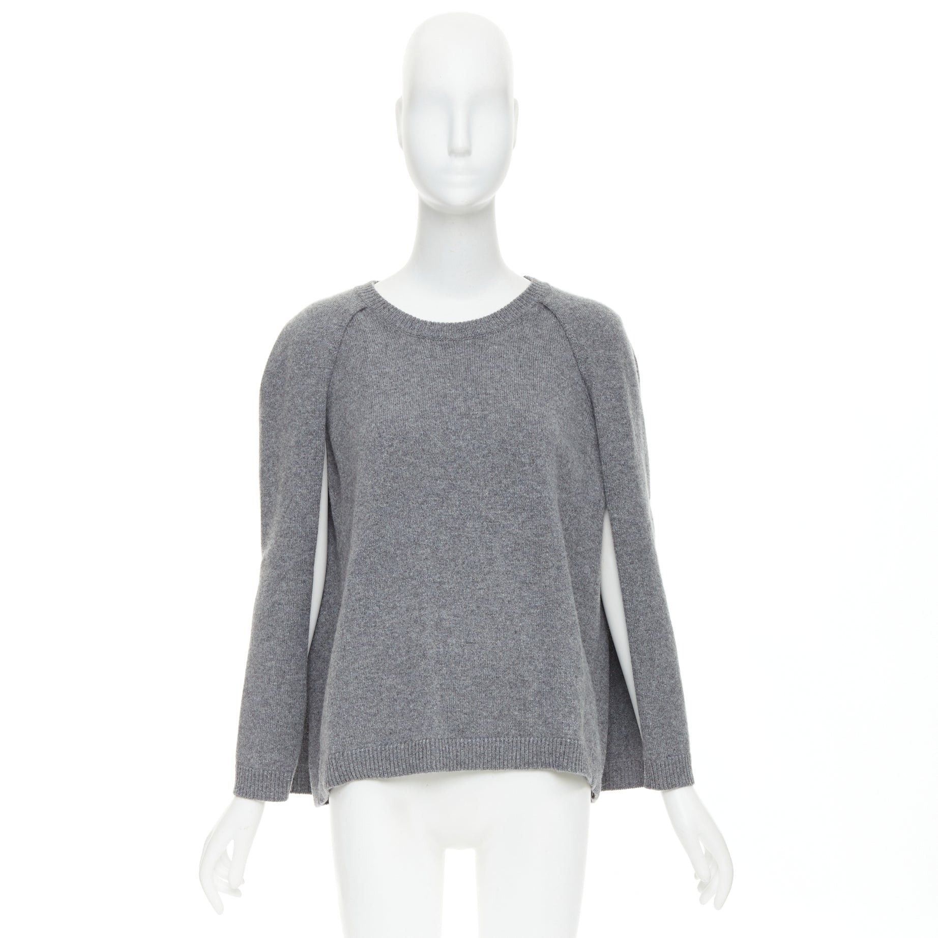 Valentino VALENTINO 100% cashmere grey cape back pullover sweater L Size M / US 6-8 / IT 42-44 - 9 Thumbnail