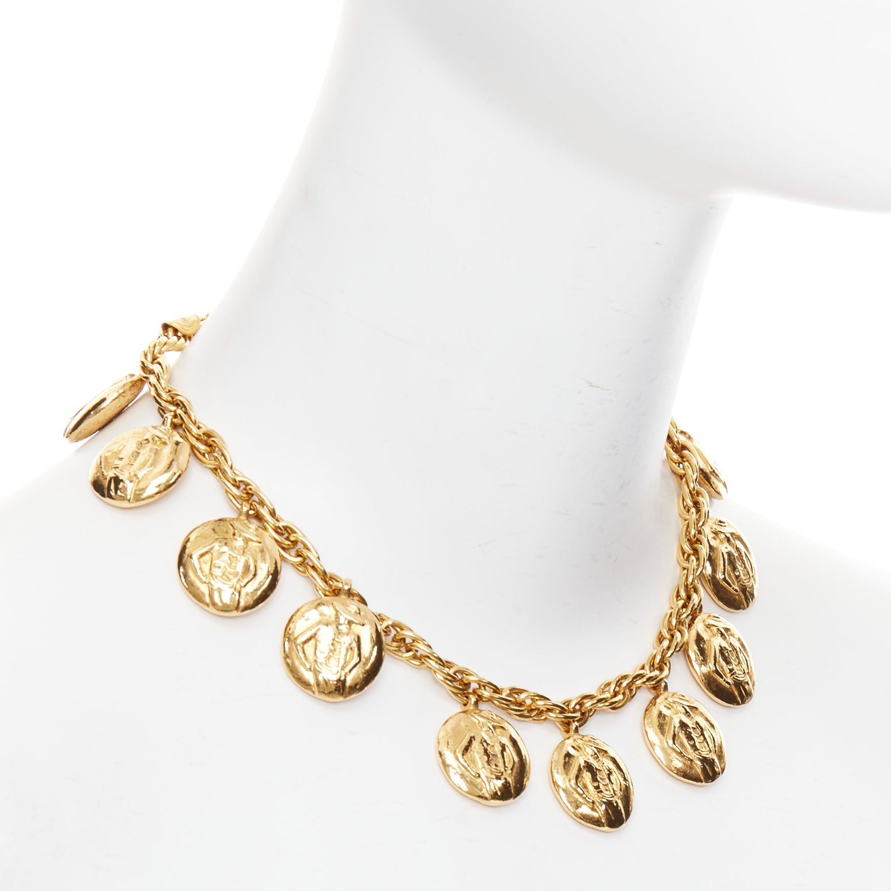 Chanel CHANEL Vintage gold tone Coco Mademoiselle Medallion chain princess necklace Size ONE SIZE - 3 Thumbnail