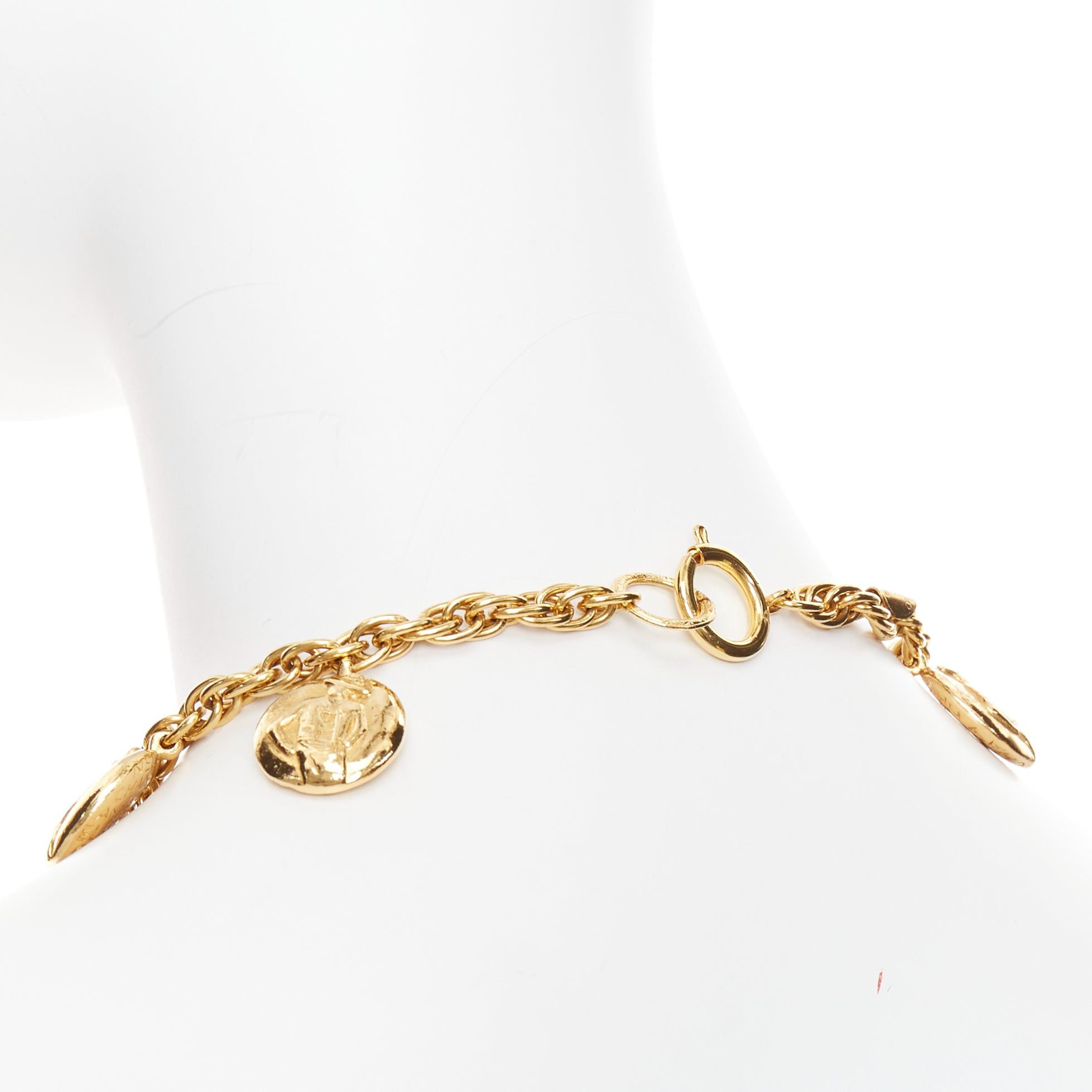 Chanel CHANEL Vintage gold tone Coco Mademoiselle Medallion chain princess necklace Size ONE SIZE - 6 Thumbnail