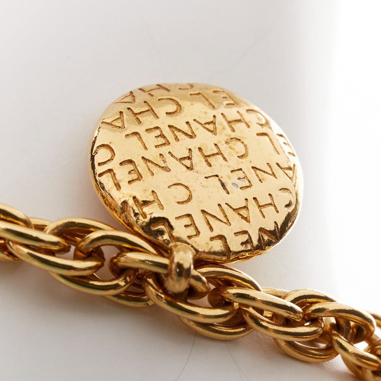 Chanel CHANEL Vintage gold tone Coco Mademoiselle Medallion chain princess necklace Size ONE SIZE - 2 Thumbnail