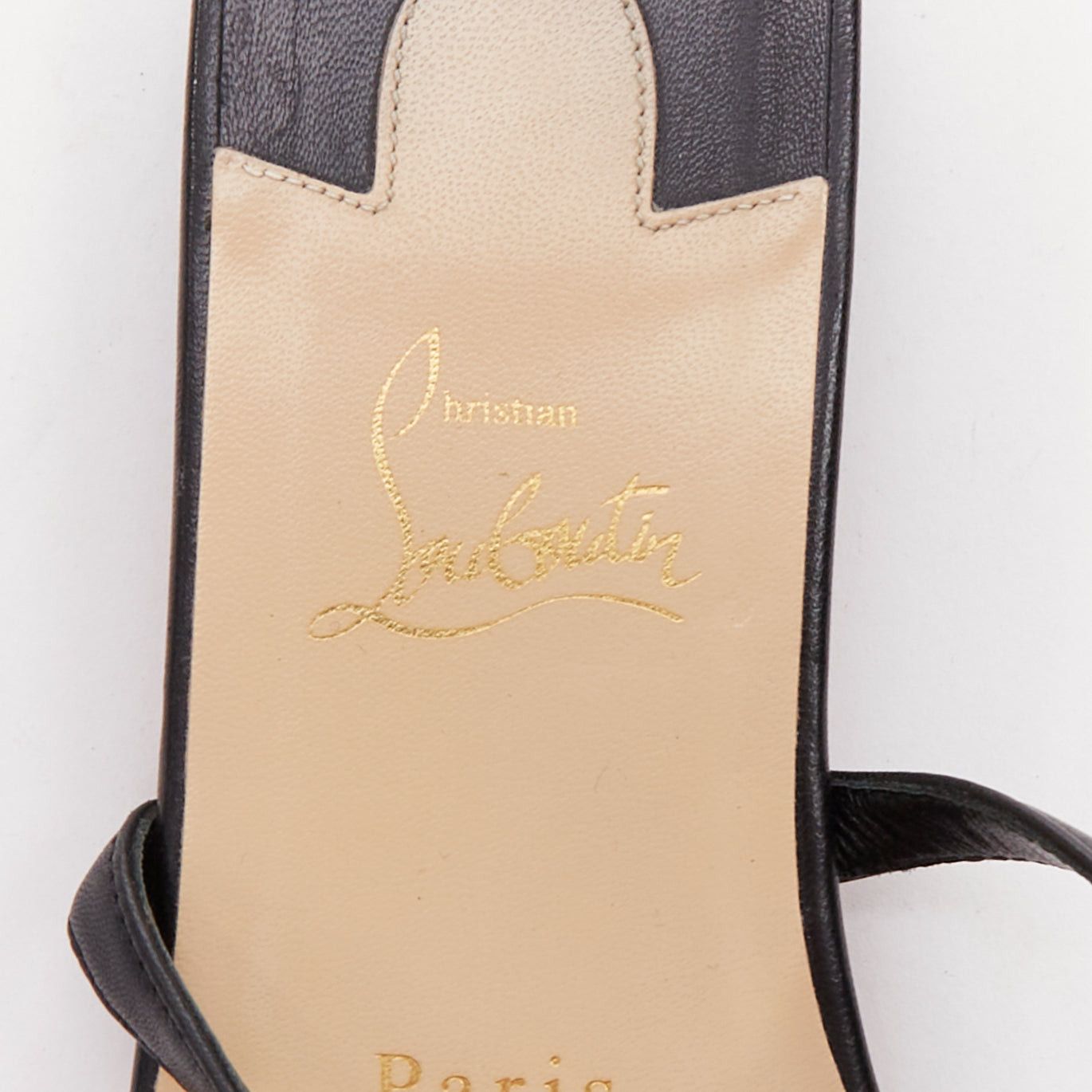 Christian Louboutin CHRISTIAN LOUBOUTIN Galerietta black calfskin leather silver studded flat sandals EU36.5 Size US 6.5 / IT 36.5 - 9 Thumbnail