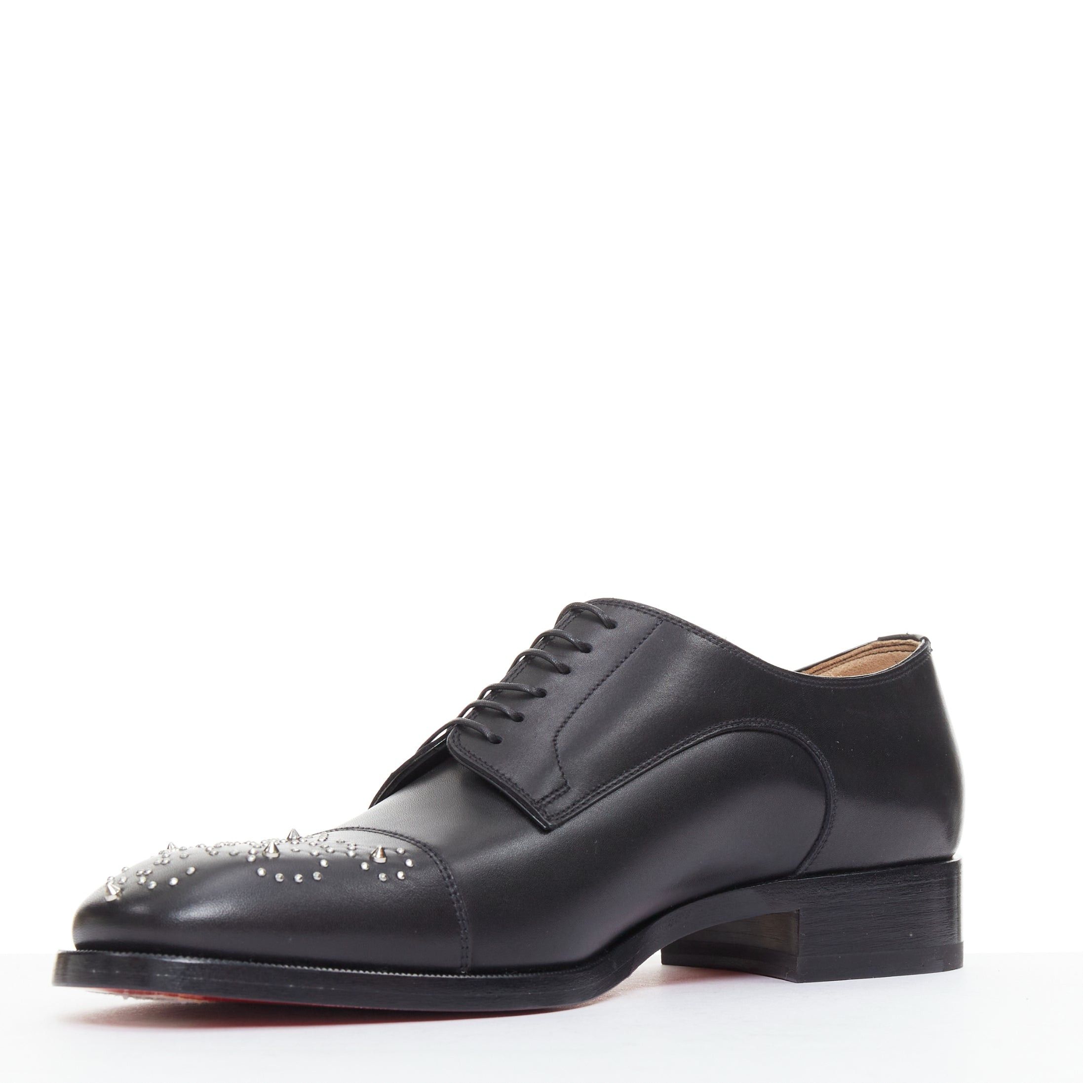 Christian Louboutin CHRISTIAN LOUBOUTIN Maltese black silver stud toe lace derby brogue EU42.5 Size US 9.5 / EU 42-43 - 4 Thumbnail