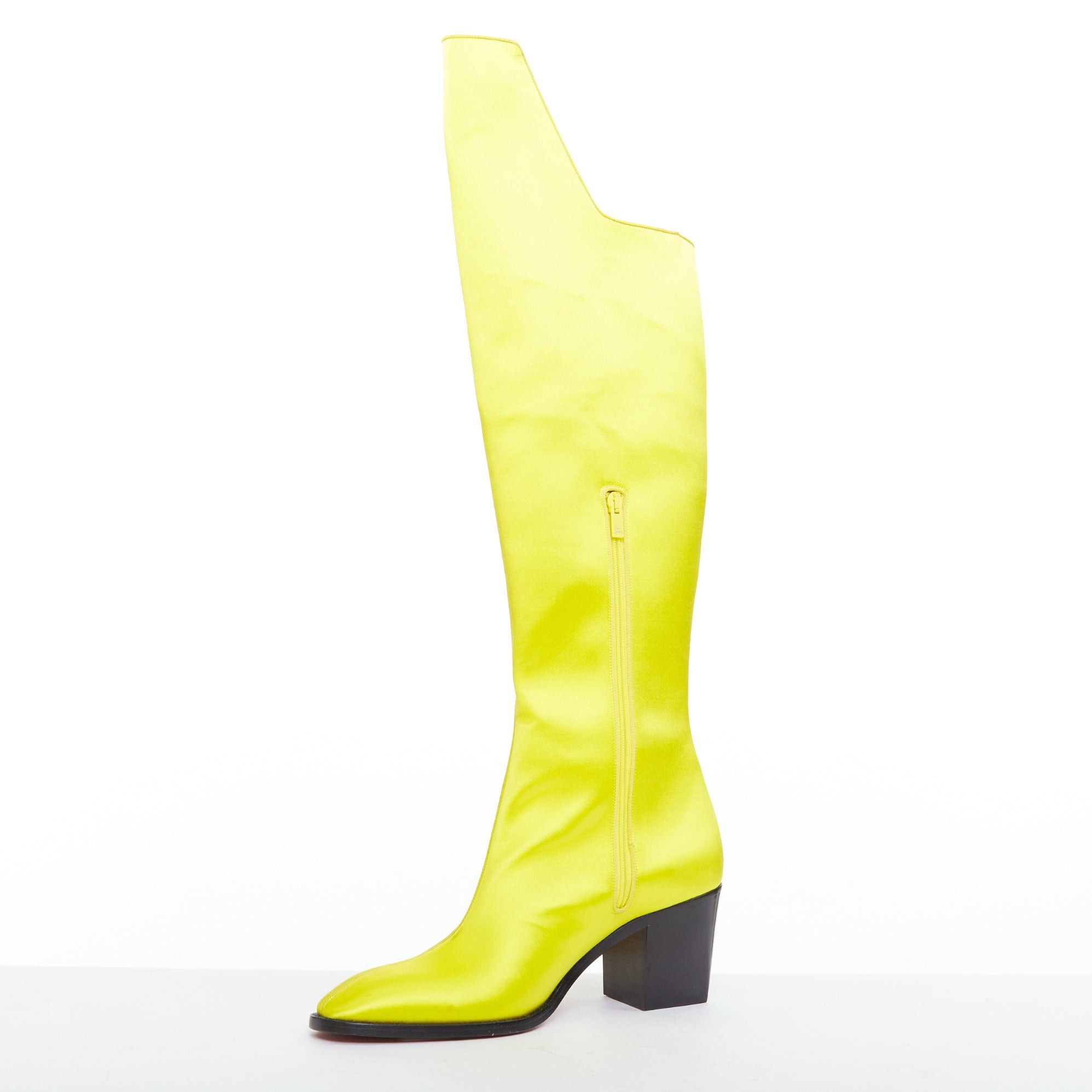 Christian Louboutin rare CHRISTIAN LOUBOUTIN Morgan Fleur 70 yellow satin blossom embellished western boots EU43 Size US 10 / EU 43 - 4 Thumbnail