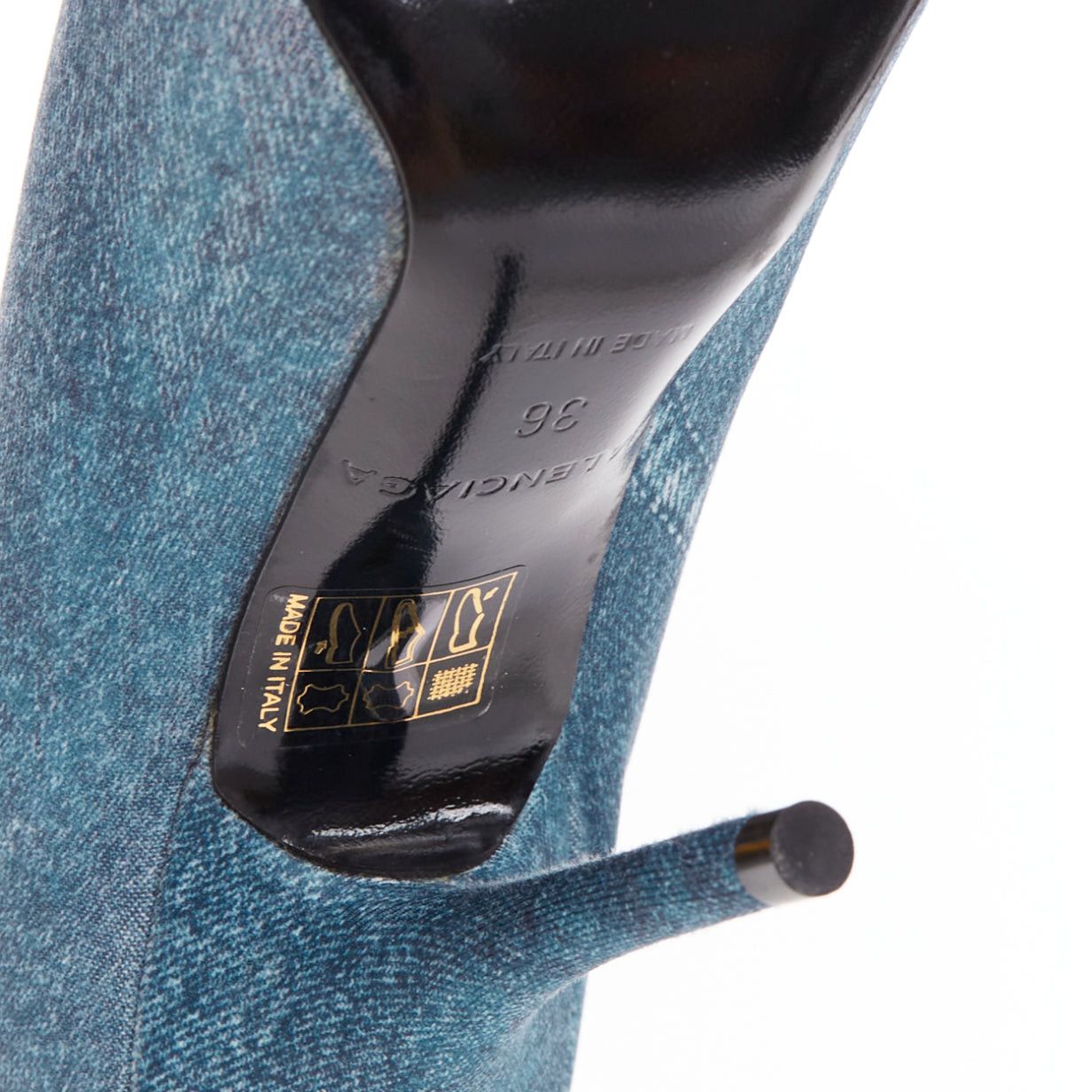 Balenciaga BALENCIAGA Knife blue denim trompe loeil pointy heeled boots EU36 Size US 6 / IT 36 - 9 Thumbnail