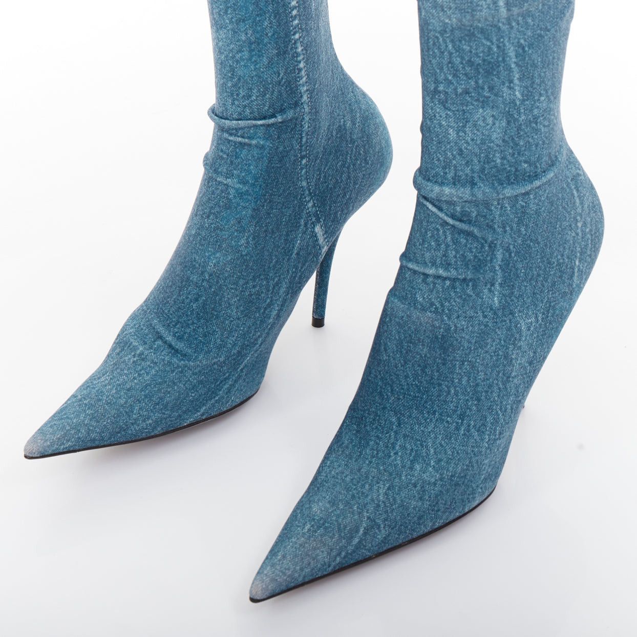 Balenciaga BALENCIAGA Knife blue denim trompe loeil pointy heeled boots EU36 Size US 6 / IT 36 - 7 Thumbnail