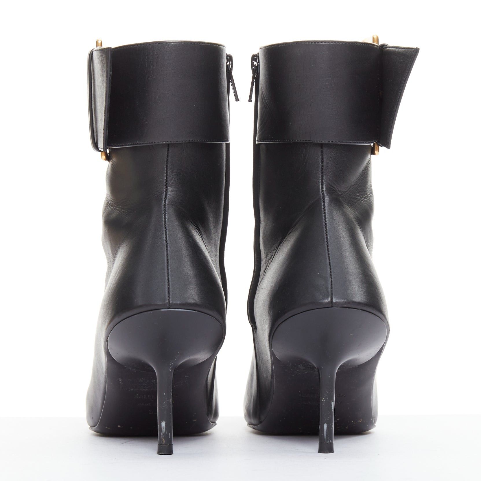 Balenciaga BALENCIAGA Essex 80 black leather gold buckle ankle boots EU36 Size US 6 / IT 36 - 5 Thumbnail
