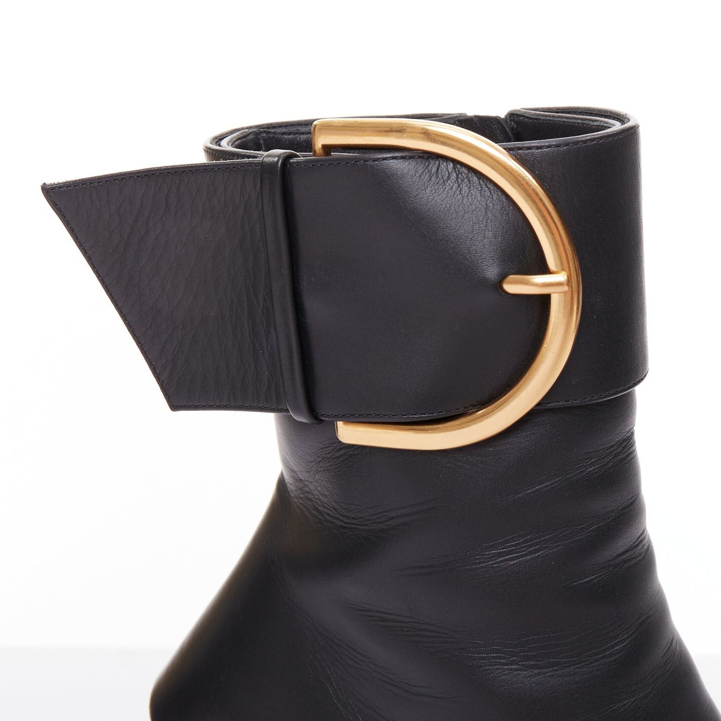 Balenciaga BALENCIAGA Essex 80 black leather gold buckle ankle boots EU36 Size US 6 / IT 36 - 8 Thumbnail