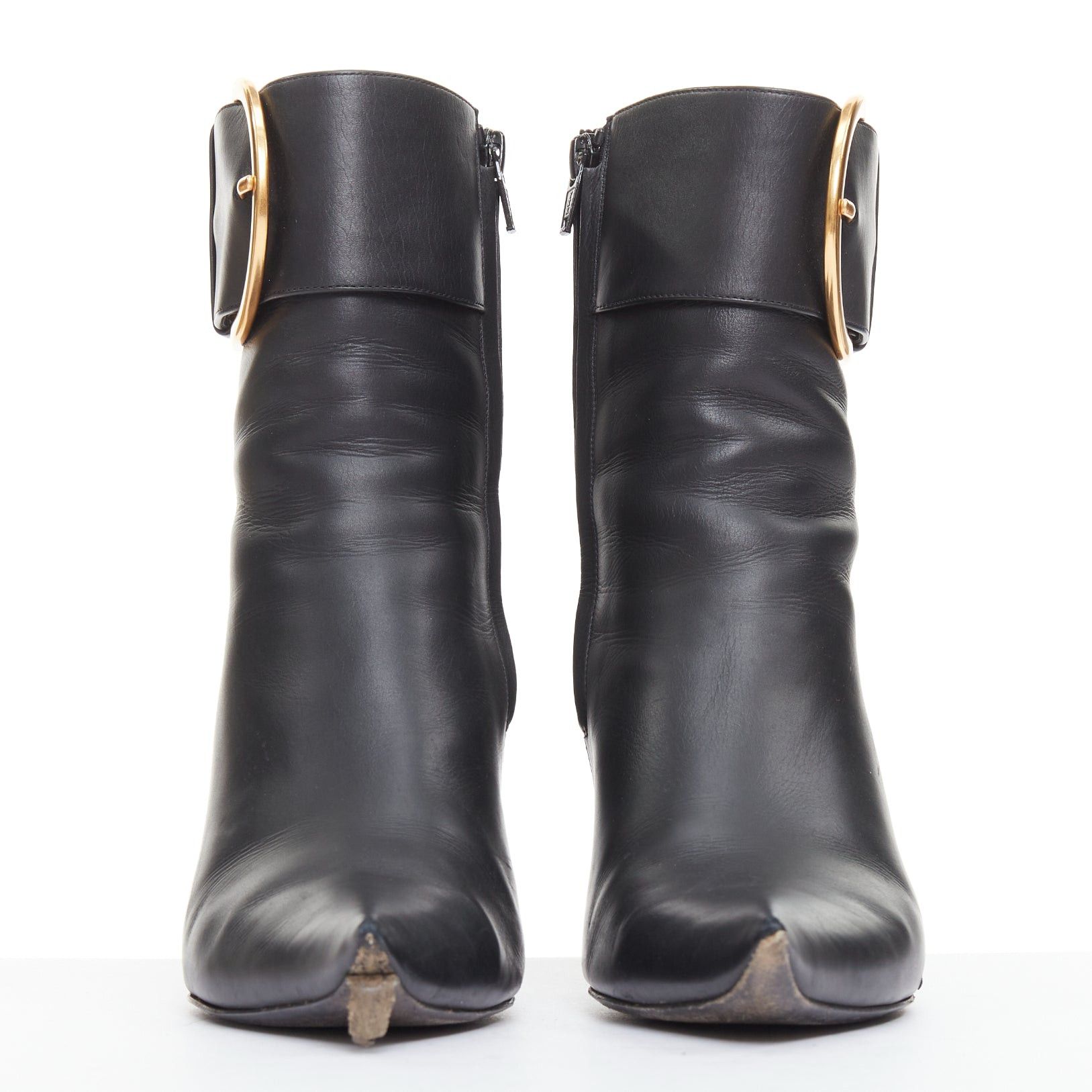 Balenciaga BALENCIAGA Essex 80 black leather gold buckle ankle boots EU36 Size US 6 / IT 36 - 3 Thumbnail