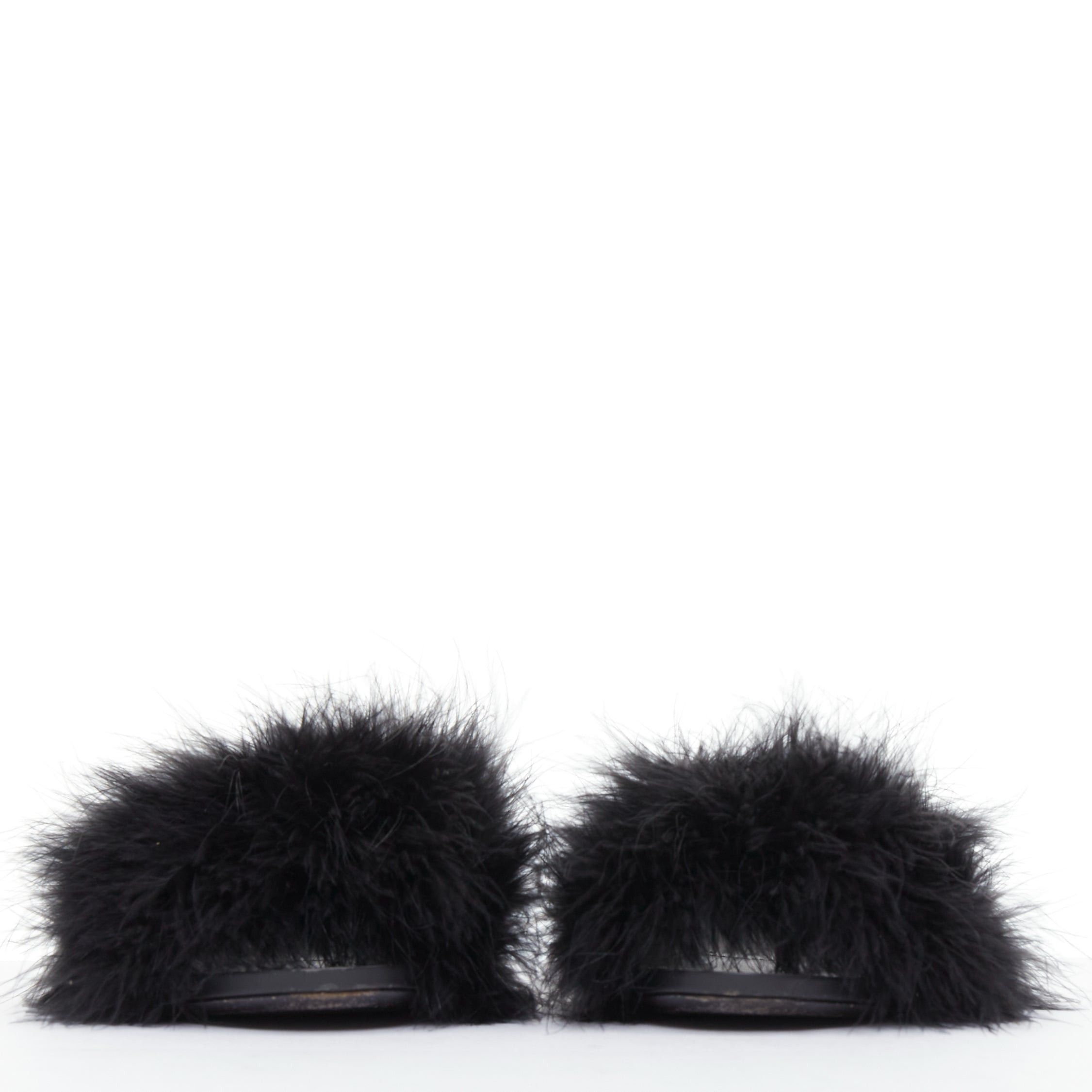 Balenciaga BALENCIAGA Boudoir black feather open toe slipper mule sandals EU37 Size US 7 / IT 37 - 4 Thumbnail