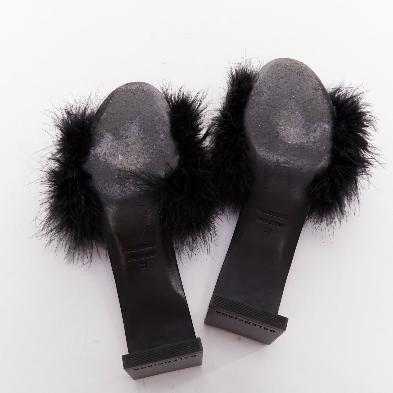 Balenciaga BALENCIAGA Boudoir black feather open toe slipper mule sandals EU37 Size US 7 / IT 37 - 11 Thumbnail