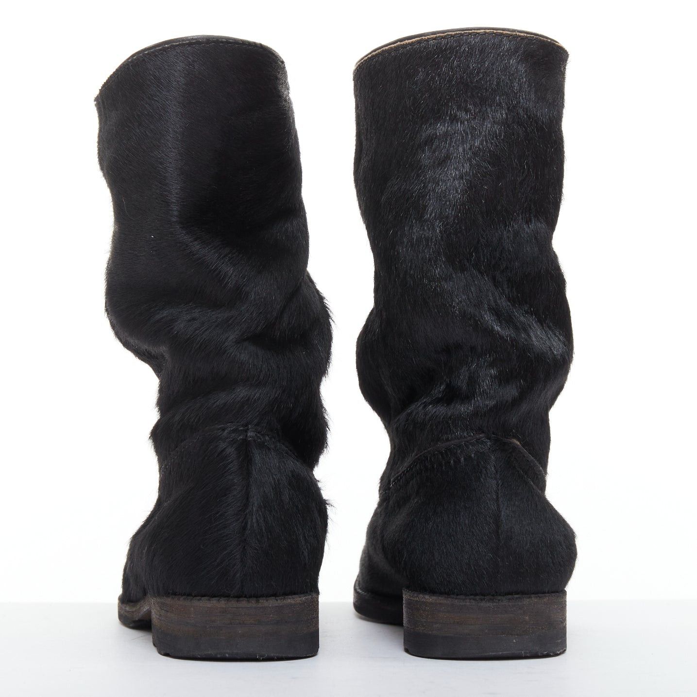Junya Watanabe JUNYA WATANABE 2017 black calf hair panelled round toe combat boots S EU37 Size US 7 / IT 37 - 5 Thumbnail