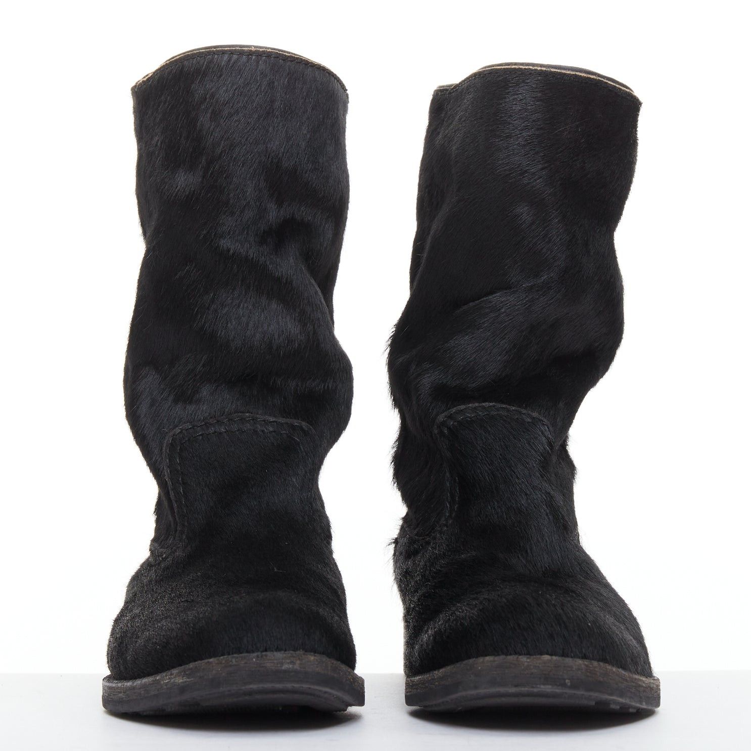 Junya Watanabe JUNYA WATANABE 2017 black calf hair panelled round toe combat boots S EU37 Size US 7 / IT 37 - 3 Thumbnail