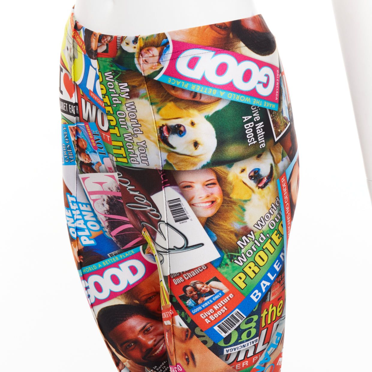 Balenciaga BALENCIAGA Demna 2019 Magazine Dynasty colourful tabloid print stirrup tights FR34 XS Size 26" / US 2 / IT 38 - 7 Thumbnail
