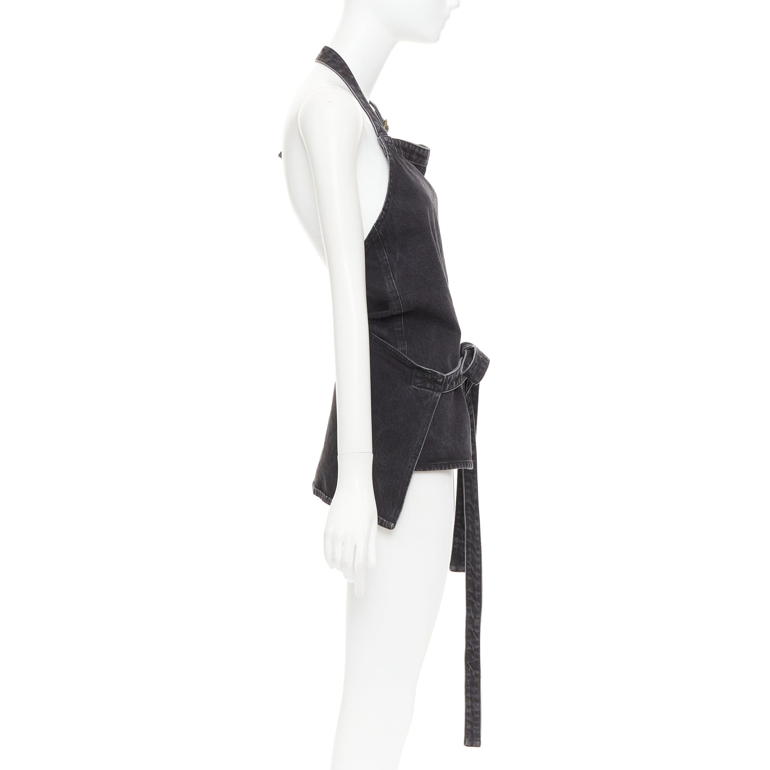 Balenciaga BALENCIAGA Demna 2016 washed grey denim front tie apron¬†top FR36 S Size S / US 4 / IT 40 - 4 Thumbnail