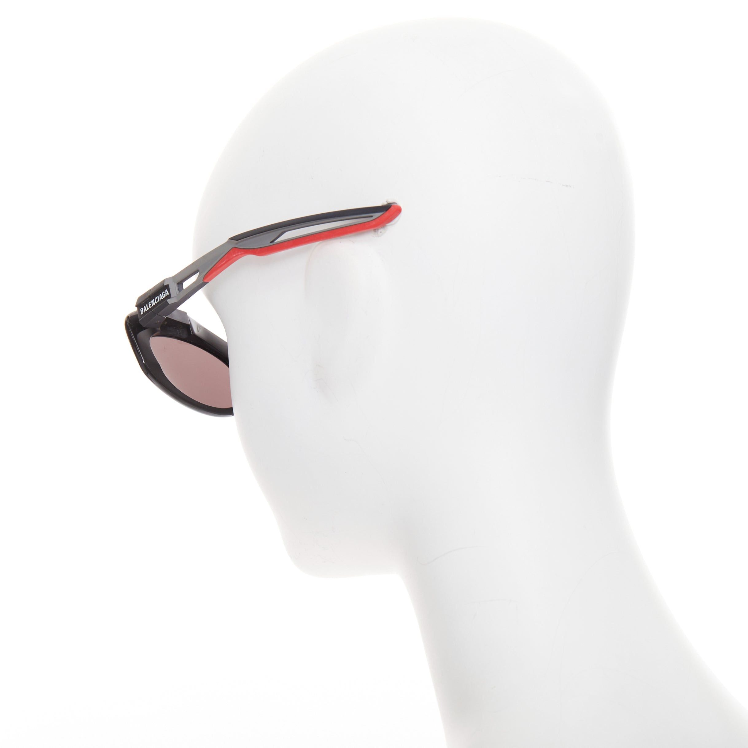 Balenciaga BALENCIAGA BB0053S Hybrid Oval black grey sporty rubber temple sunglasses Size ONE SIZE - 5 Thumbnail