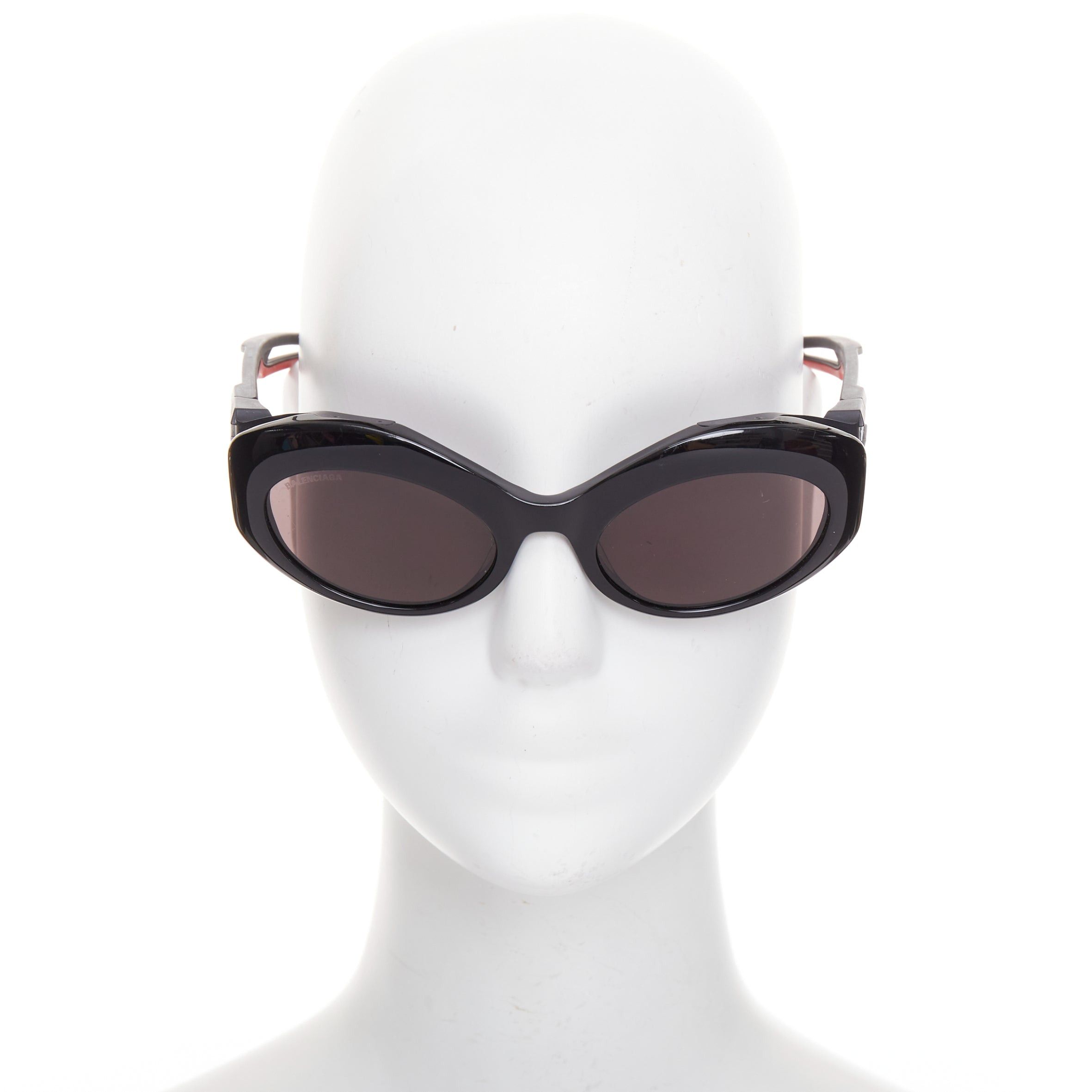 Balenciaga BALENCIAGA BB0053S Hybrid Oval black grey sporty rubber temple sunglasses Size ONE SIZE - 3 Thumbnail