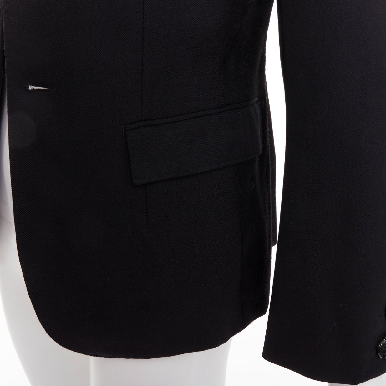 JUNYA WATANABE 2006 black wool contrast wide collar flap pocket blazer XS