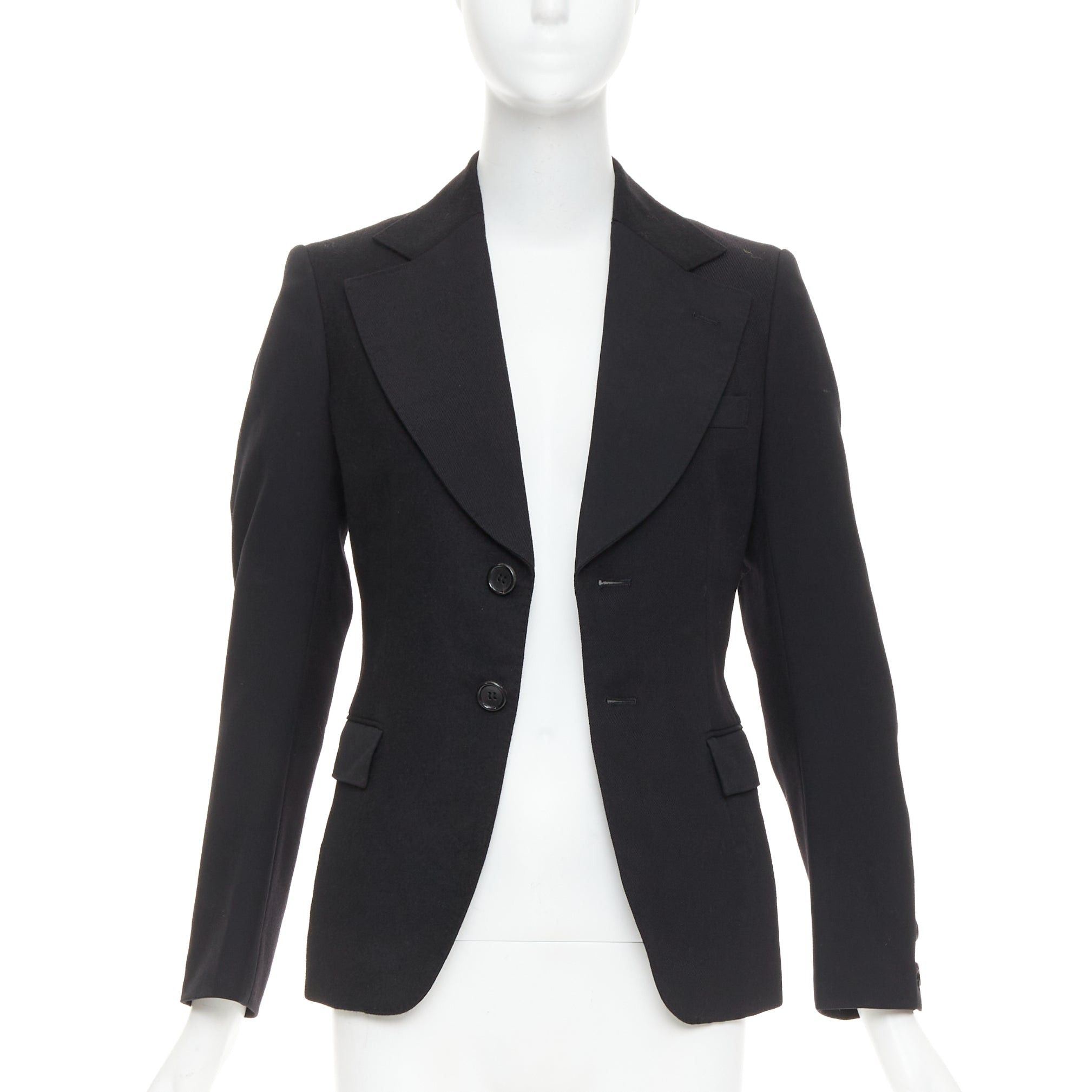 Junya Watanabe JUNYA WATANABE 2006 black wool contrast wide collar flap pocket blazer XS Size XS / US 0-2 / IT 36-38 - 3 Thumbnail