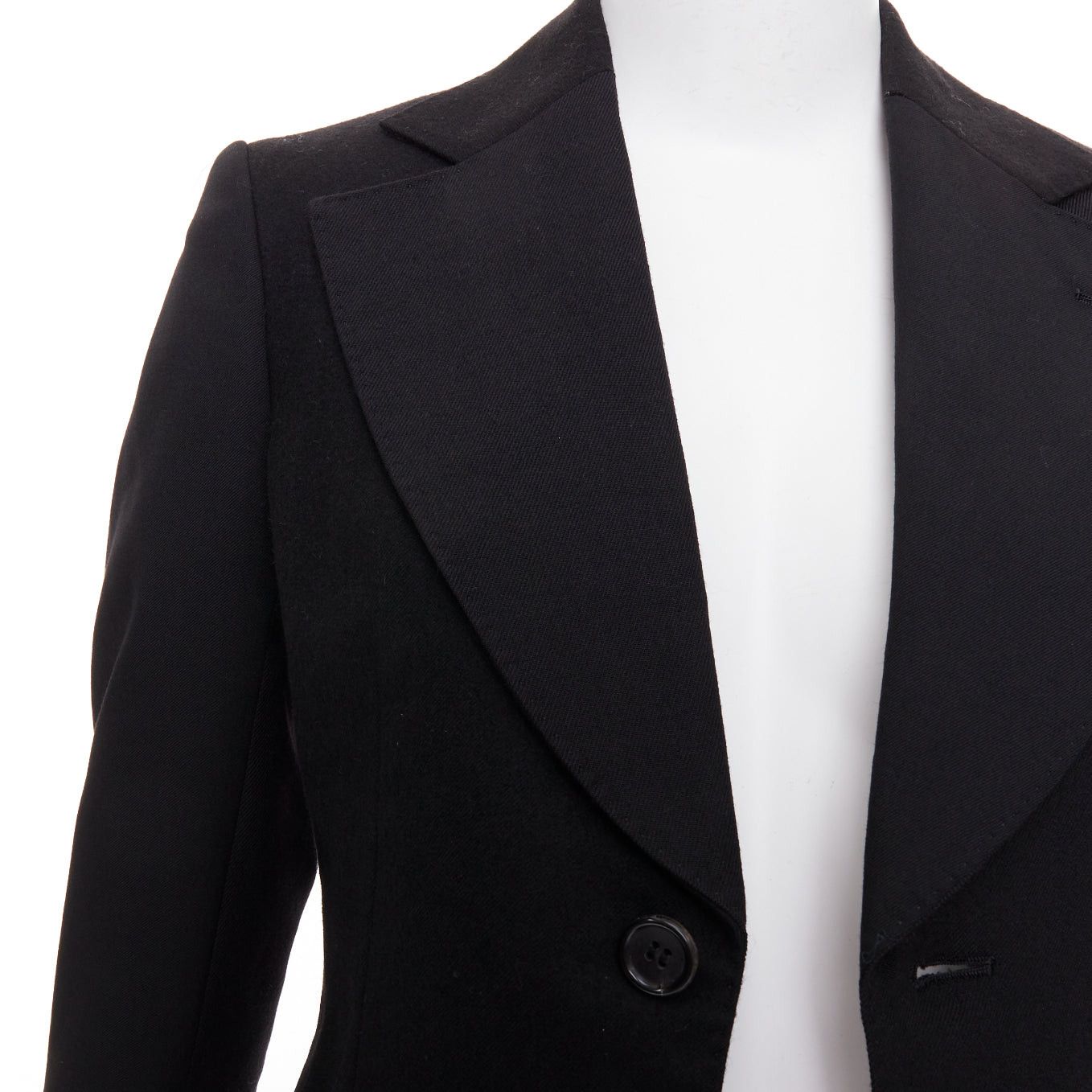 Junya Watanabe JUNYA WATANABE 2006 black wool contrast wide collar flap pocket blazer XS Size XS / US 0-2 / IT 36-38 - 2 Thumbnail
