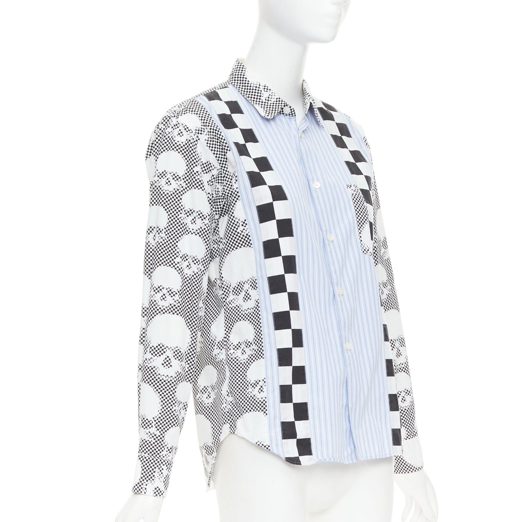 Comme des Garcons COMME DES GARCONS HOMME PLUS 2011 blue skeleton skull patchwork shirt XS Size US XS / EU 42 / 0 - 3 Thumbnail