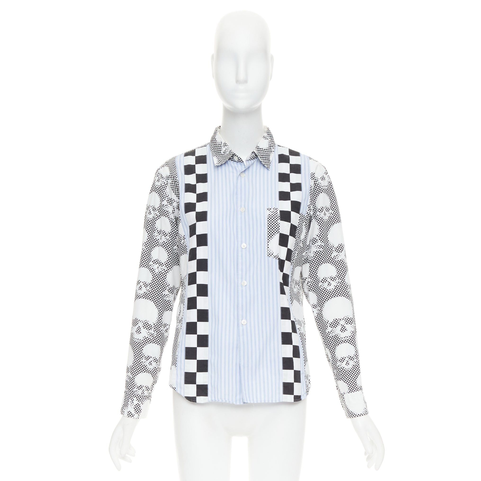Comme des Garcons COMME DES GARCONS HOMME PLUS 2011 blue skeleton skull patchwork shirt XS Size US XS / EU 42 / 0 - 10 Thumbnail