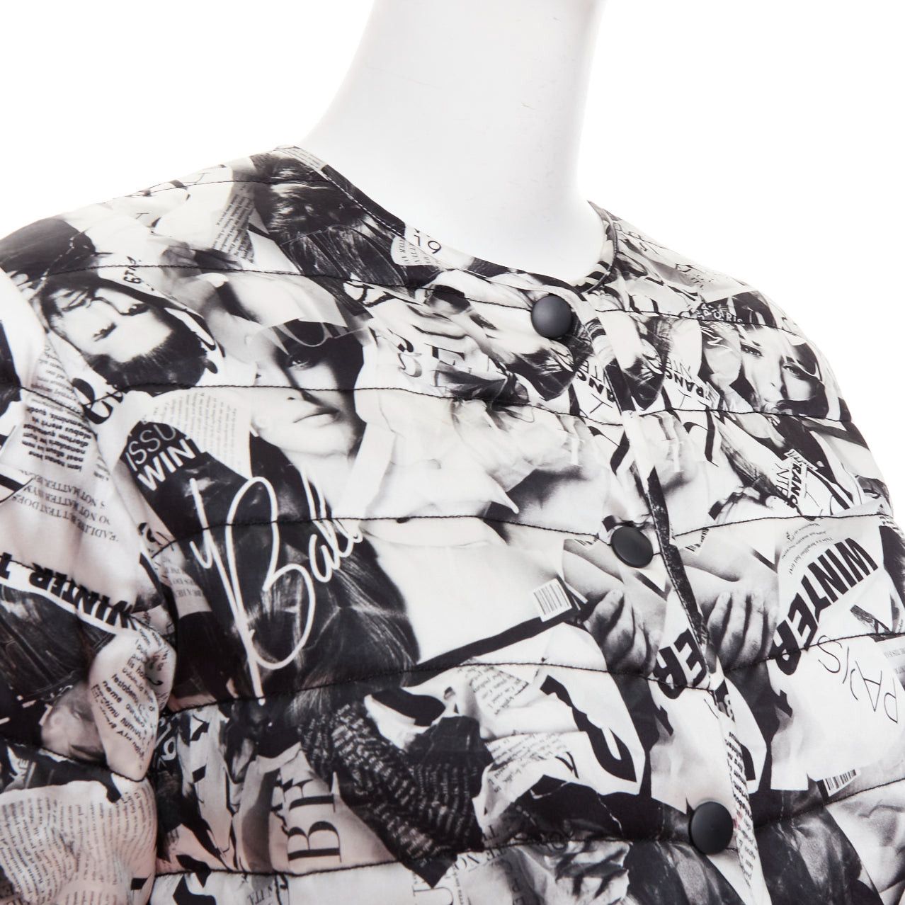 Balenciaga BALENCIAGA Demna 2019 black white magazine tabloid print padded coat FR34 XS Size XS / US 0-2 / IT 36-38 - 2 Thumbnail